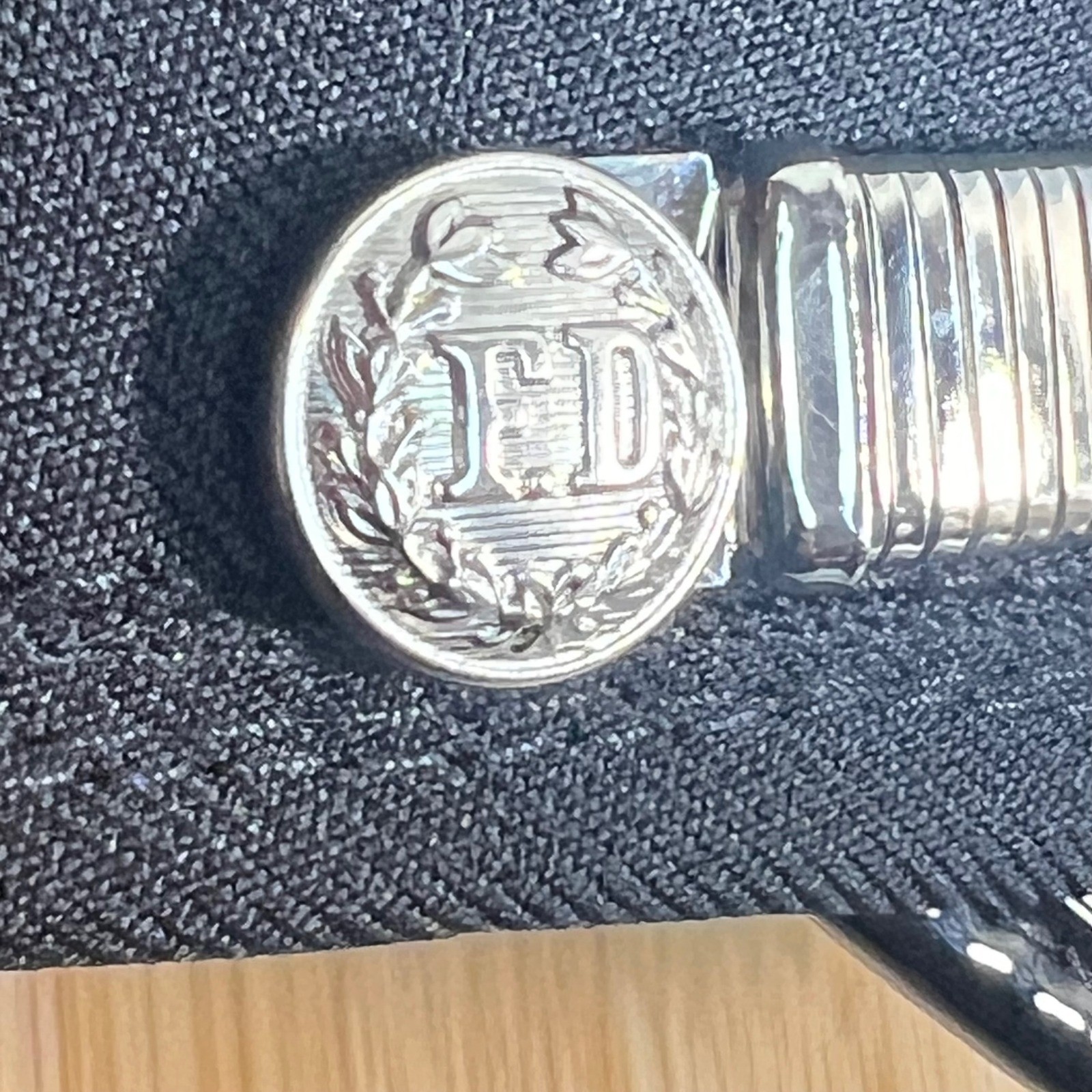 Fire Department Service Cap Union Made USA Black Dress Hat Silver Strap 7 5/8