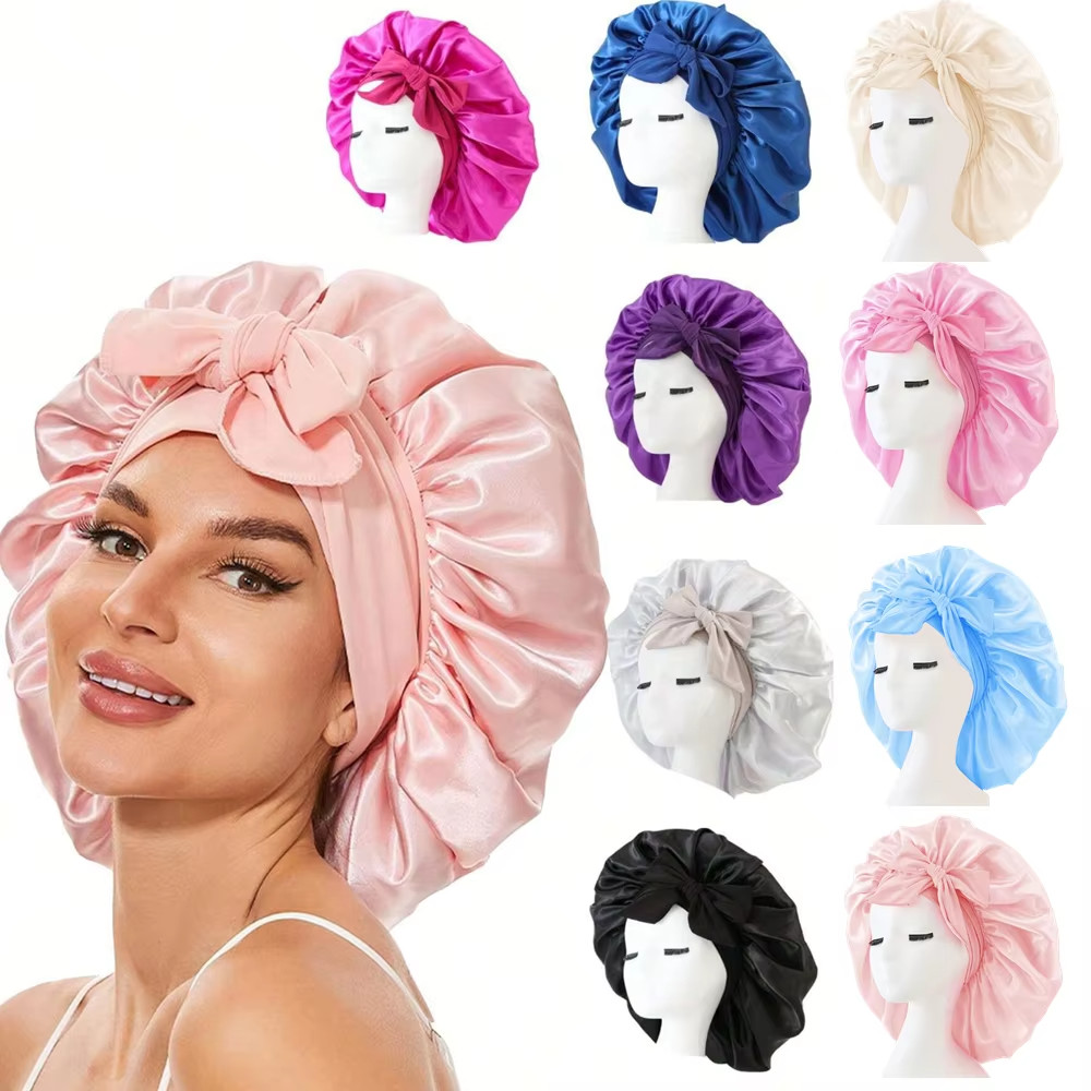 Satin Bonnet Silk Bonnet with Tie Band Adjustable Hair Bonnet for Sleeping*