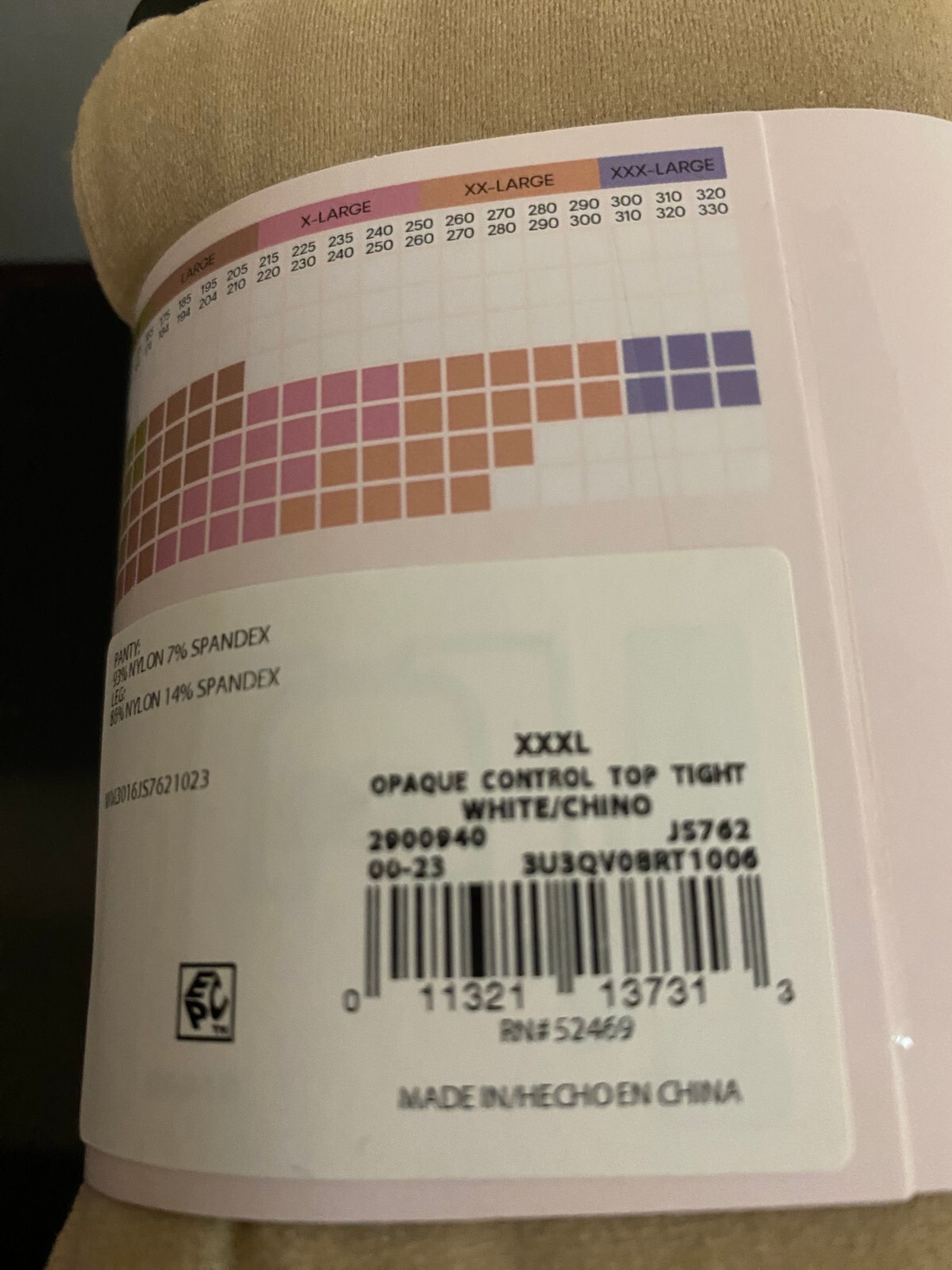 NEW WOMEN'S SIZE XXXL JOYSPUN 2 PACK WHITE /CHINO OPAQUE TIGHTS 60 DENIER