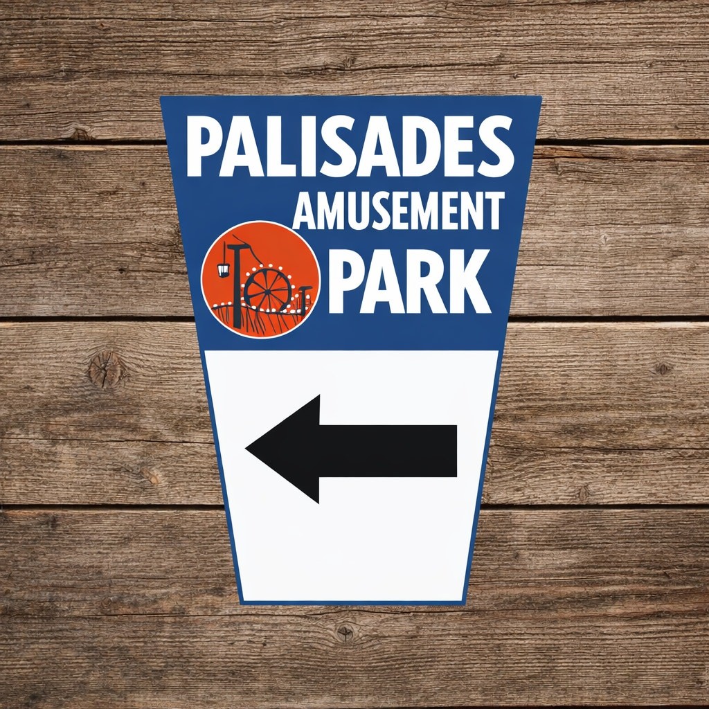 Palisades Amusement Park Road Sign New Jersey New York