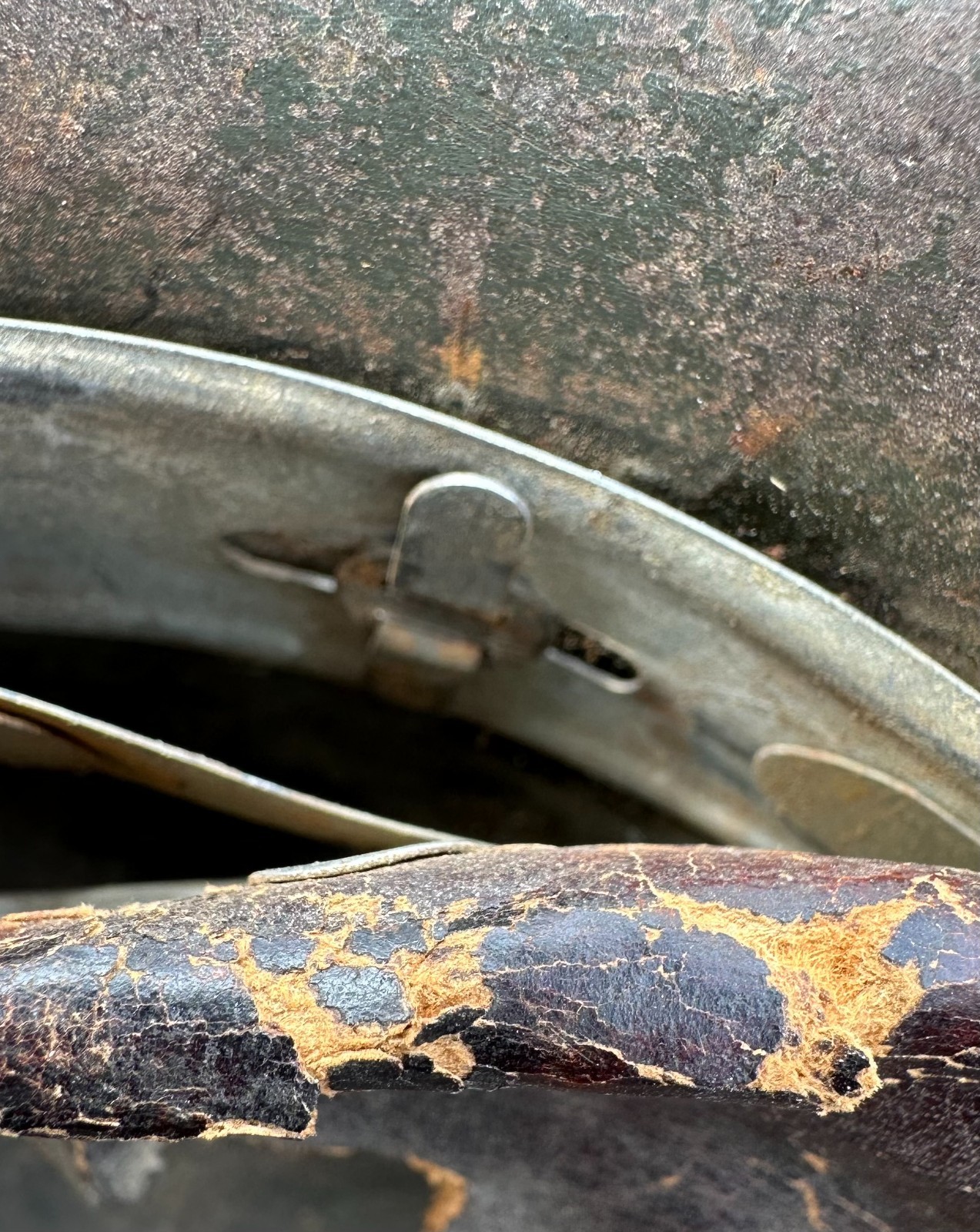 Original German M42 Combat Helmet Stahlhelm - Ex Snow Camo!
