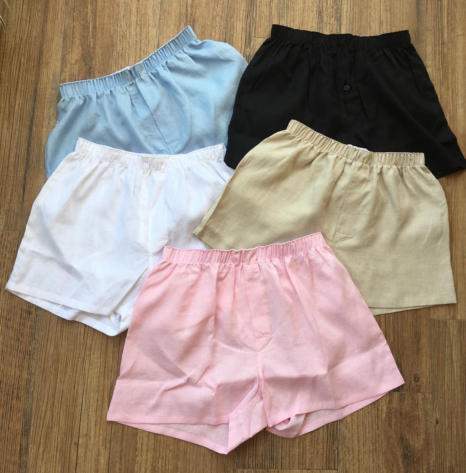 Pack of 5Pcs Men's Boxer Shorts 100% Linen Organic Eco Friendly Underwear Trunks