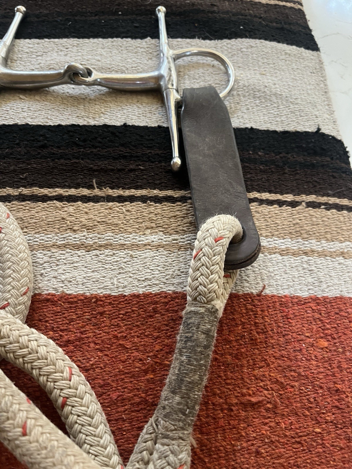 Full Cheek Snaffle With HEAVY Rope Reins And Slobber Straps