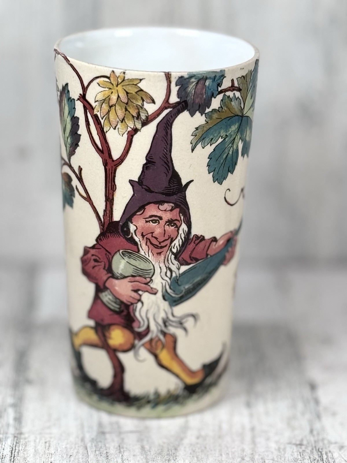 Antique Villeroy & Boch Gnome Mug Germany Hand Painted Stein Vines Beaker 1172