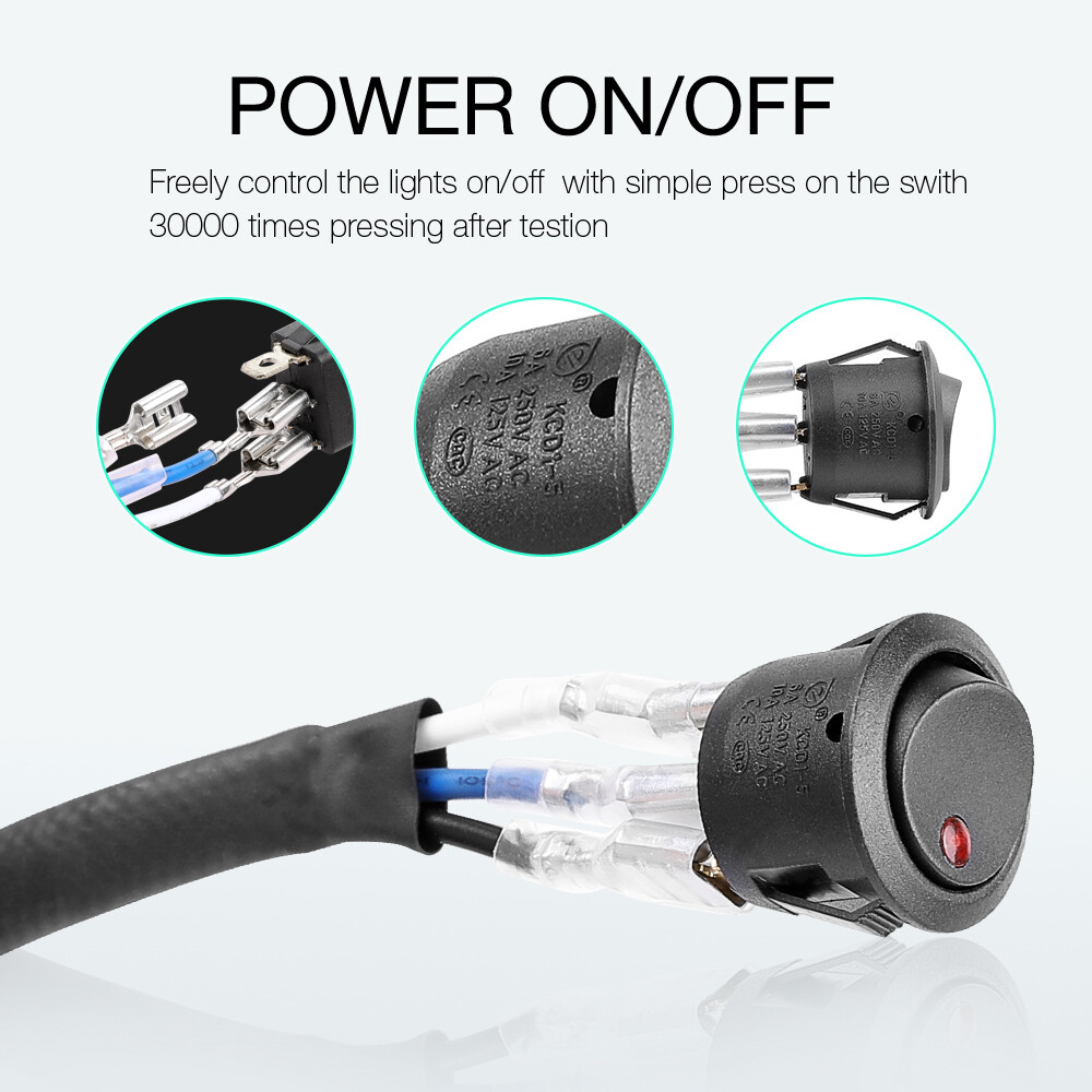 Wireless Remote Control Switch Strobe + 2-Lead Wiring Harness Kit LED Light Bar