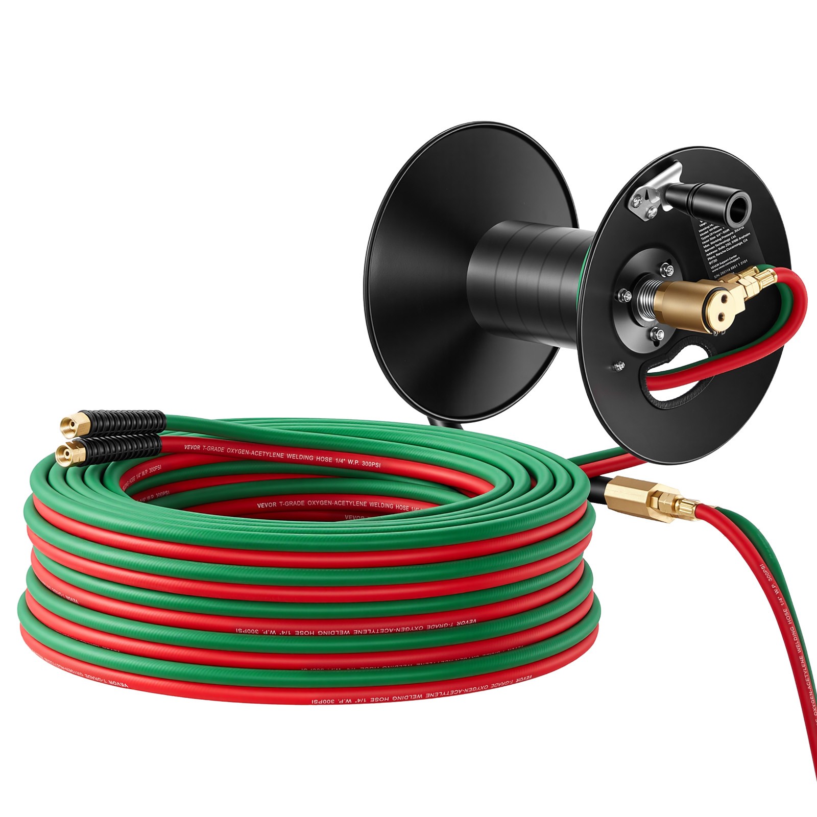 VEVOR Retractable Welding Hose Reel Hand Crank Hose Reel with 1/4" x 100FT Hose