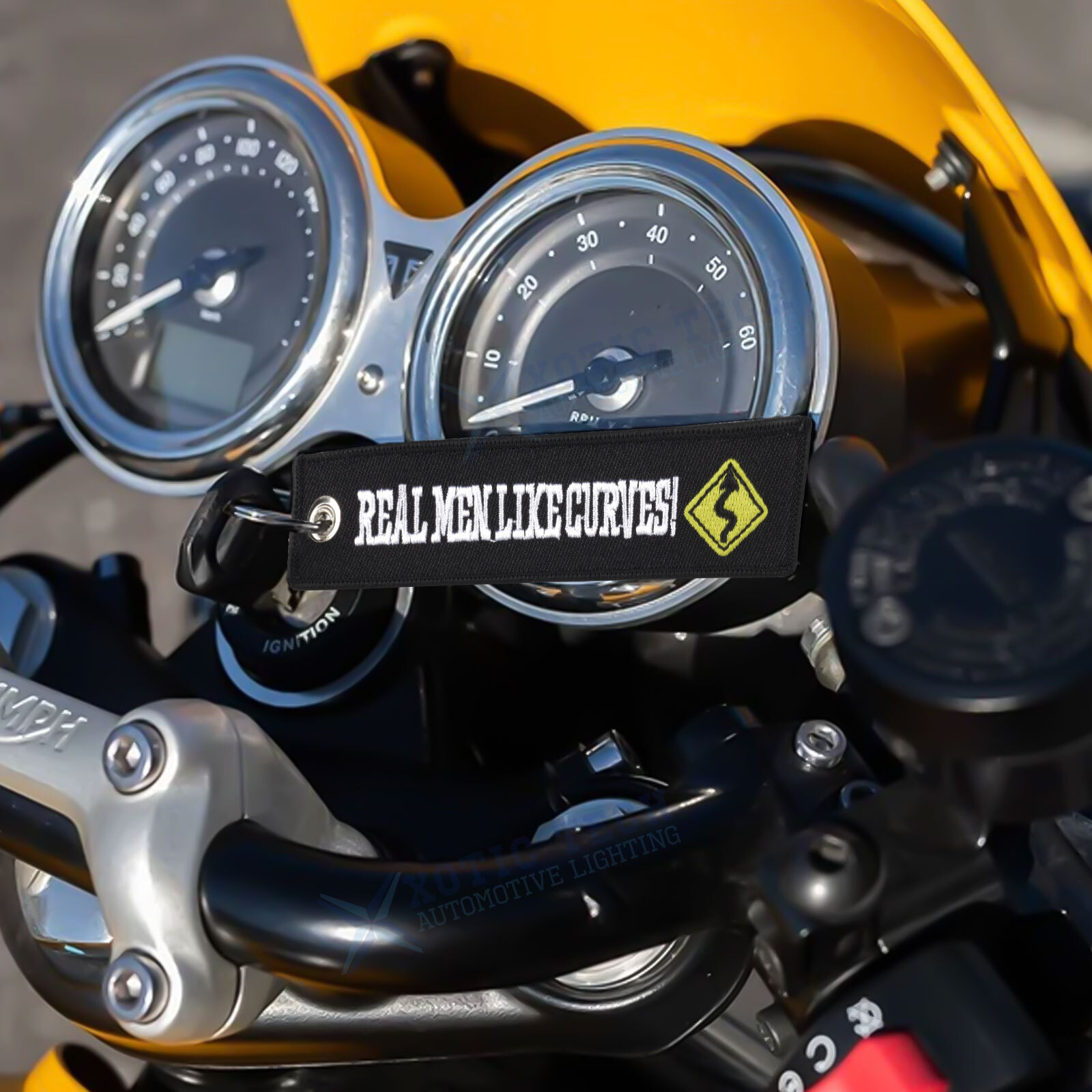 1PC Double Sided Embroidered Keychain Bike Motorcycle Key Ring Key Tag Belt Gift