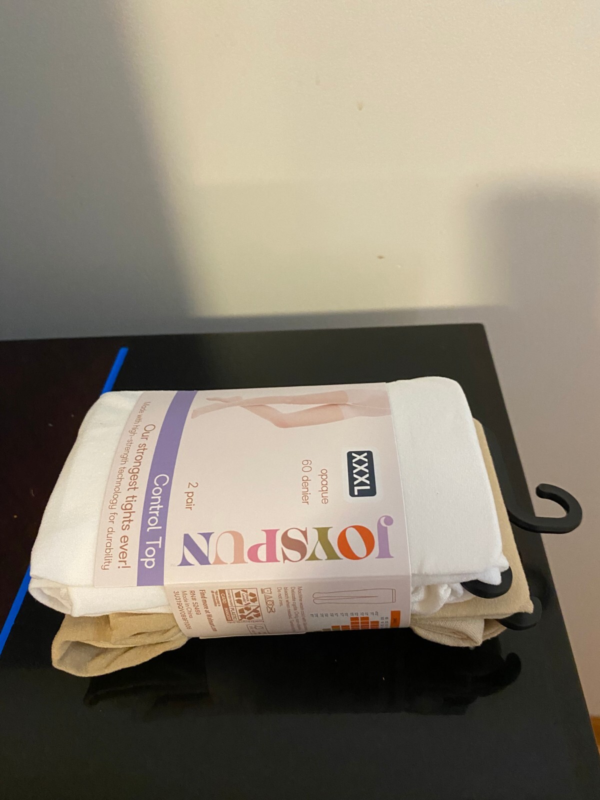 NEW WOMEN'S SIZE XXXL JOYSPUN 2 PACK WHITE /CHINO OPAQUE TIGHTS 60 DENIER