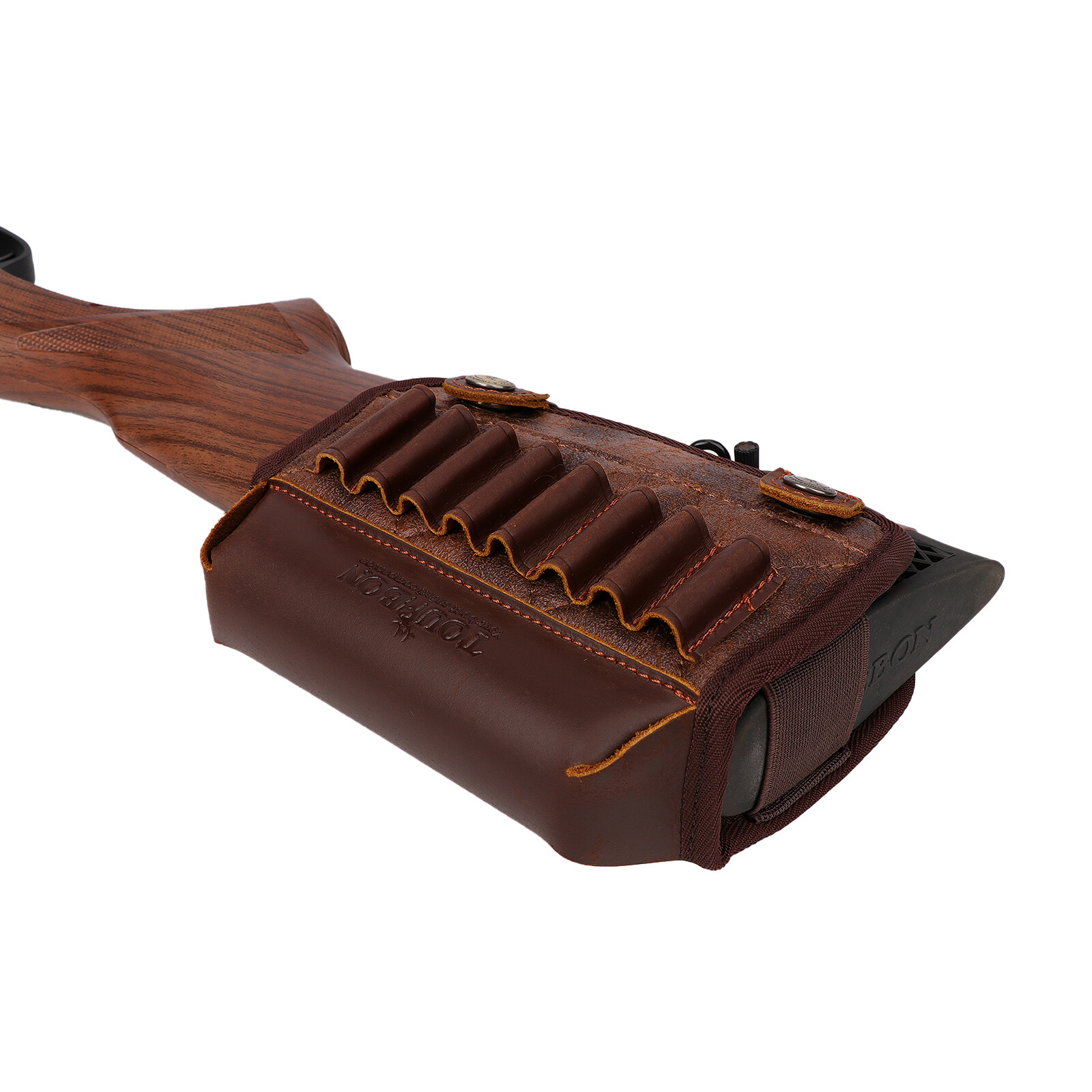 TOURBON PU Leather Rifle Buttstock Cover Padded Cheek Riser Rest Ammo Holder US