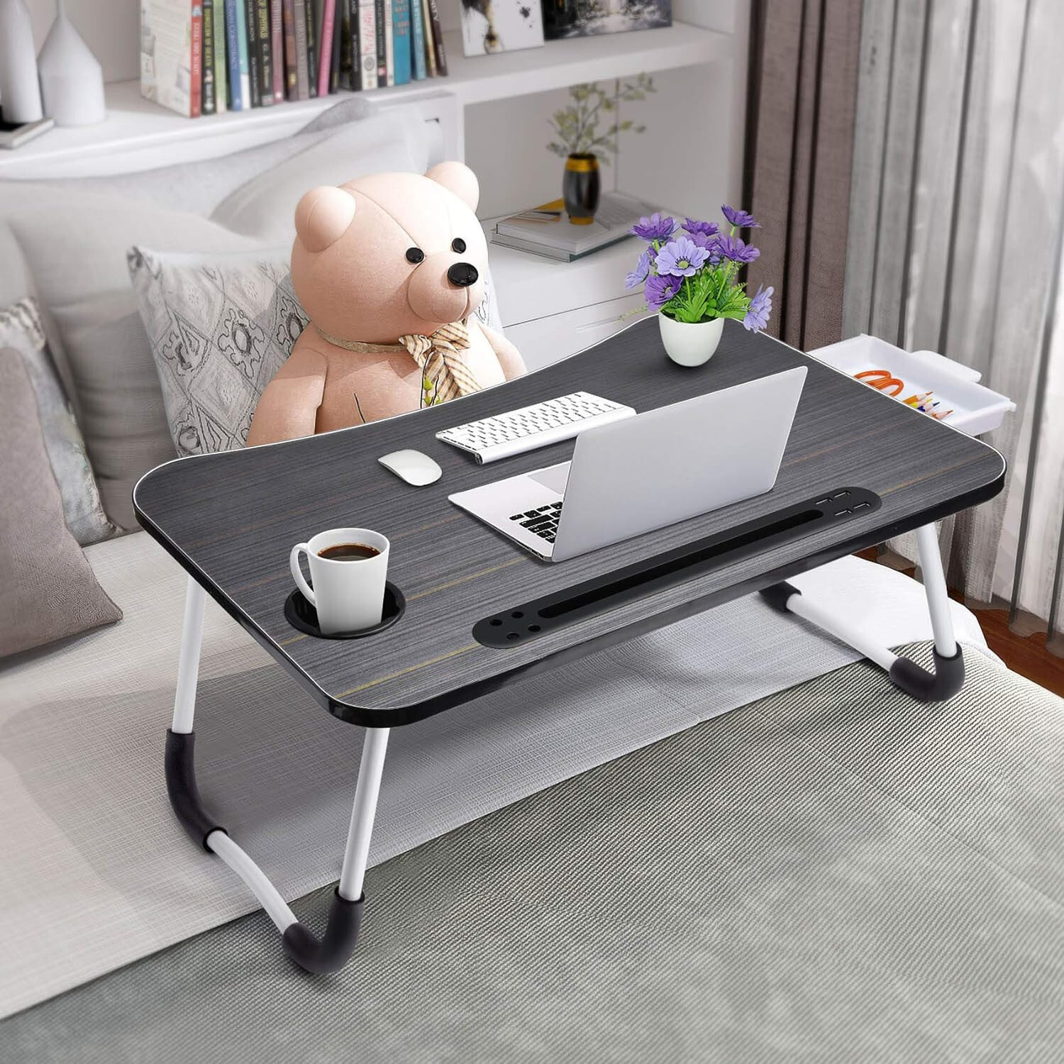 Laptop Desk,Laptop Bed Stand Foldable,Laptop Table Folding Breakfast Tray,Black