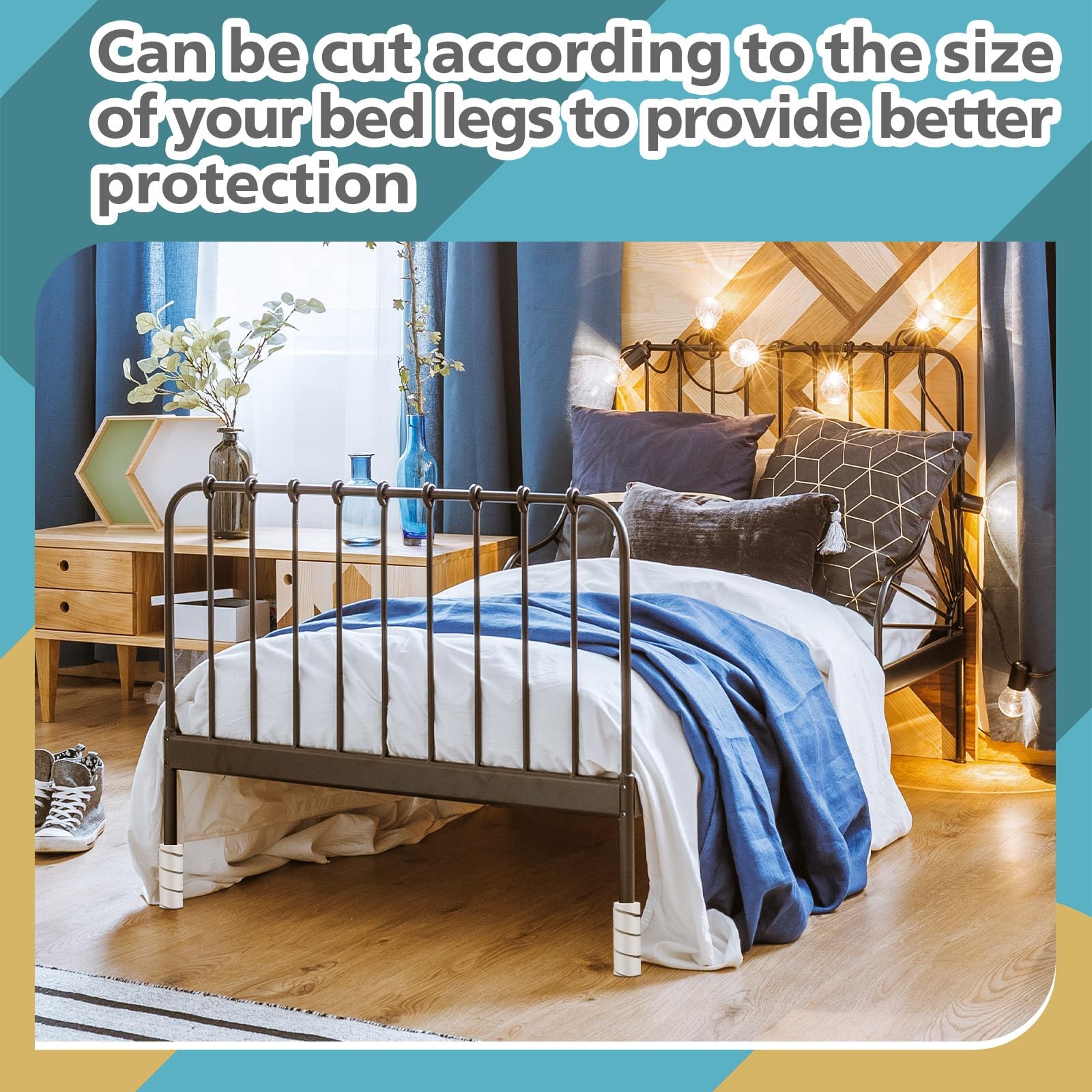 ReliThick 4 Pcs Bed Frame Toe Protectors 6" Leg Covers Feet White