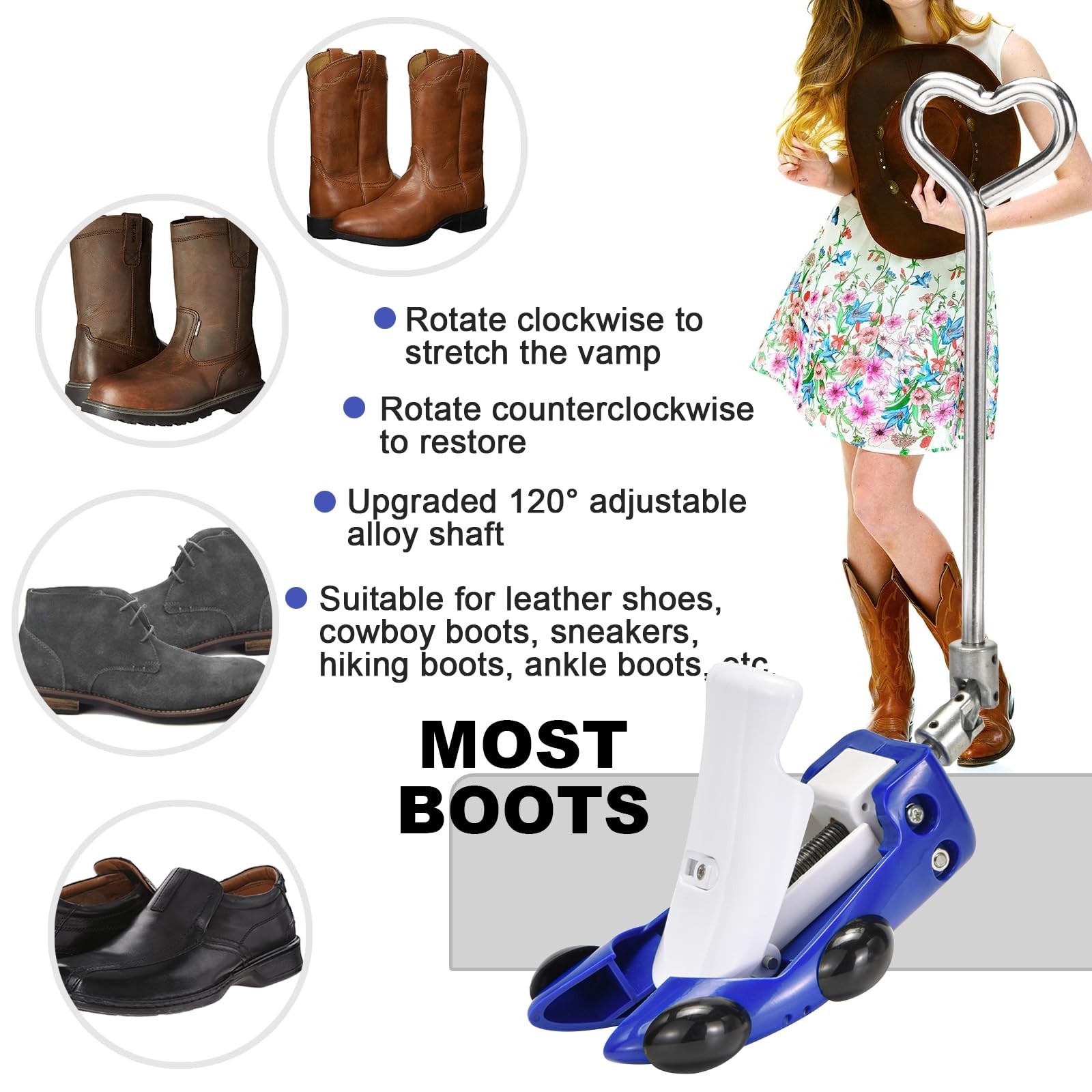 Boot Stretchers for Cowboy Boots Thick Wide Feet, Adjustable Men Women Shoe H...