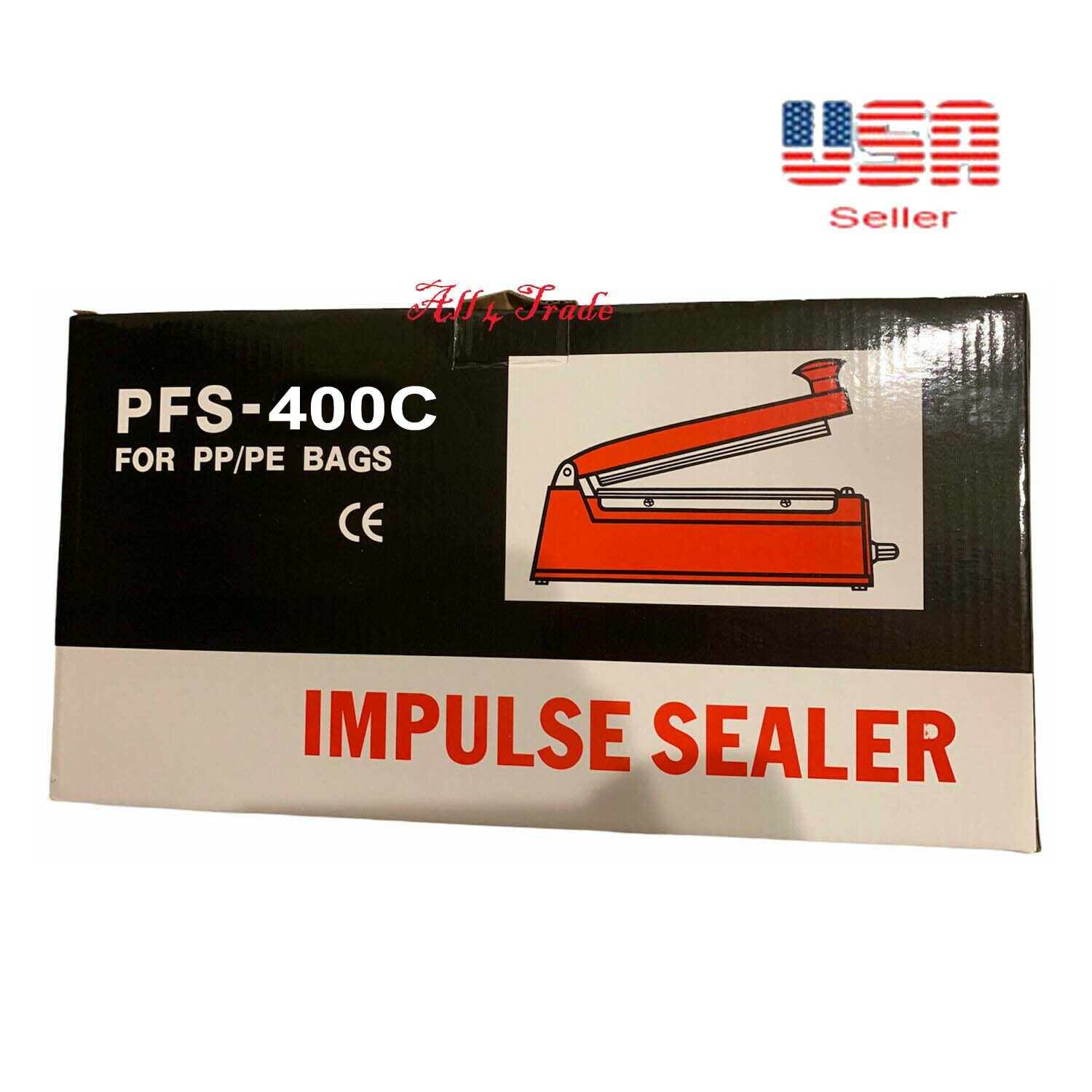 16 inch Impulse Seal Machine Wrap with Cutter, Heat Poly Bag Hand Sealer 16"