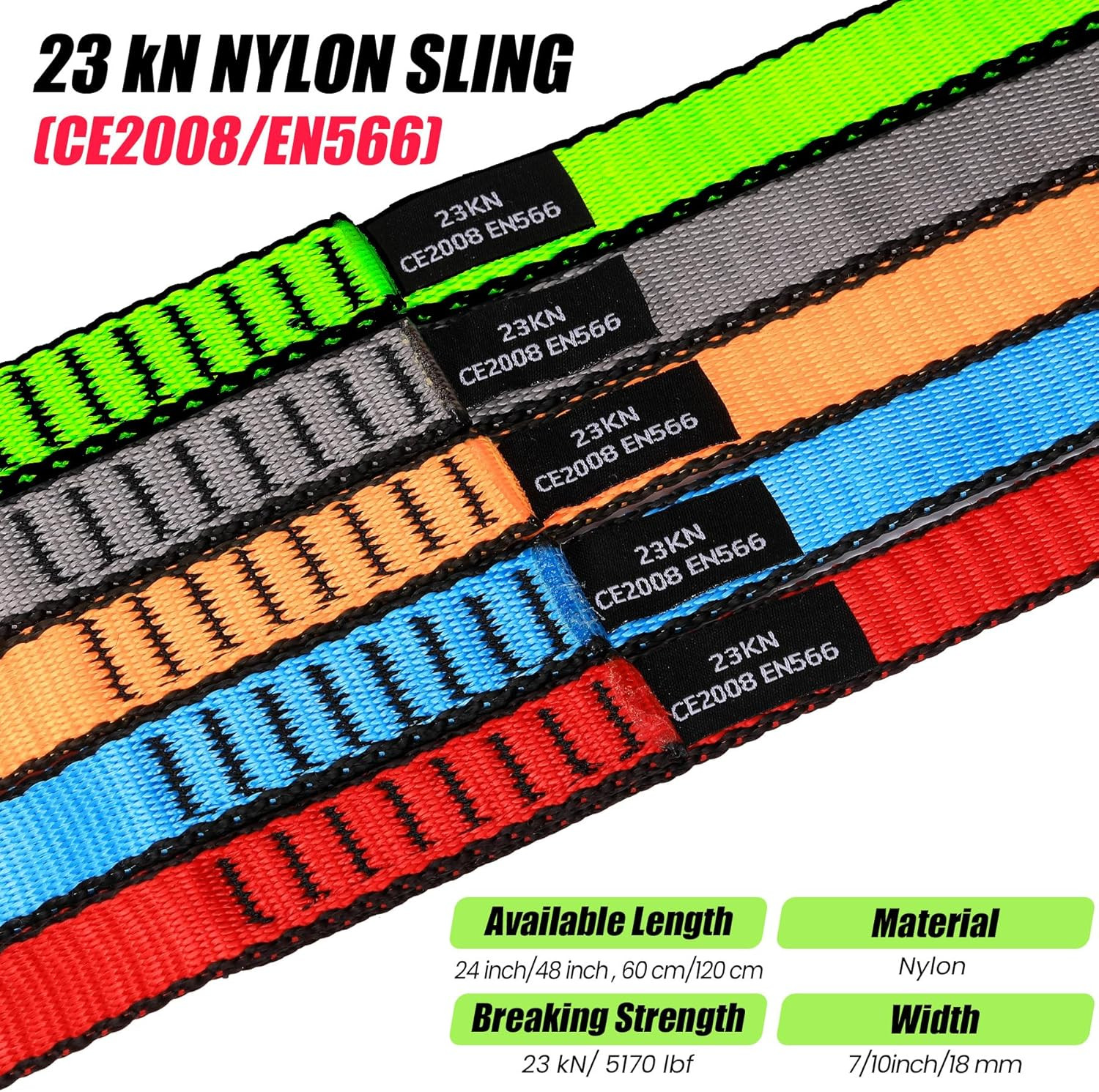 18MM Nylon Climbing Slings Runners 23 Kn Strong Webbing Straps for Rock Climbing
