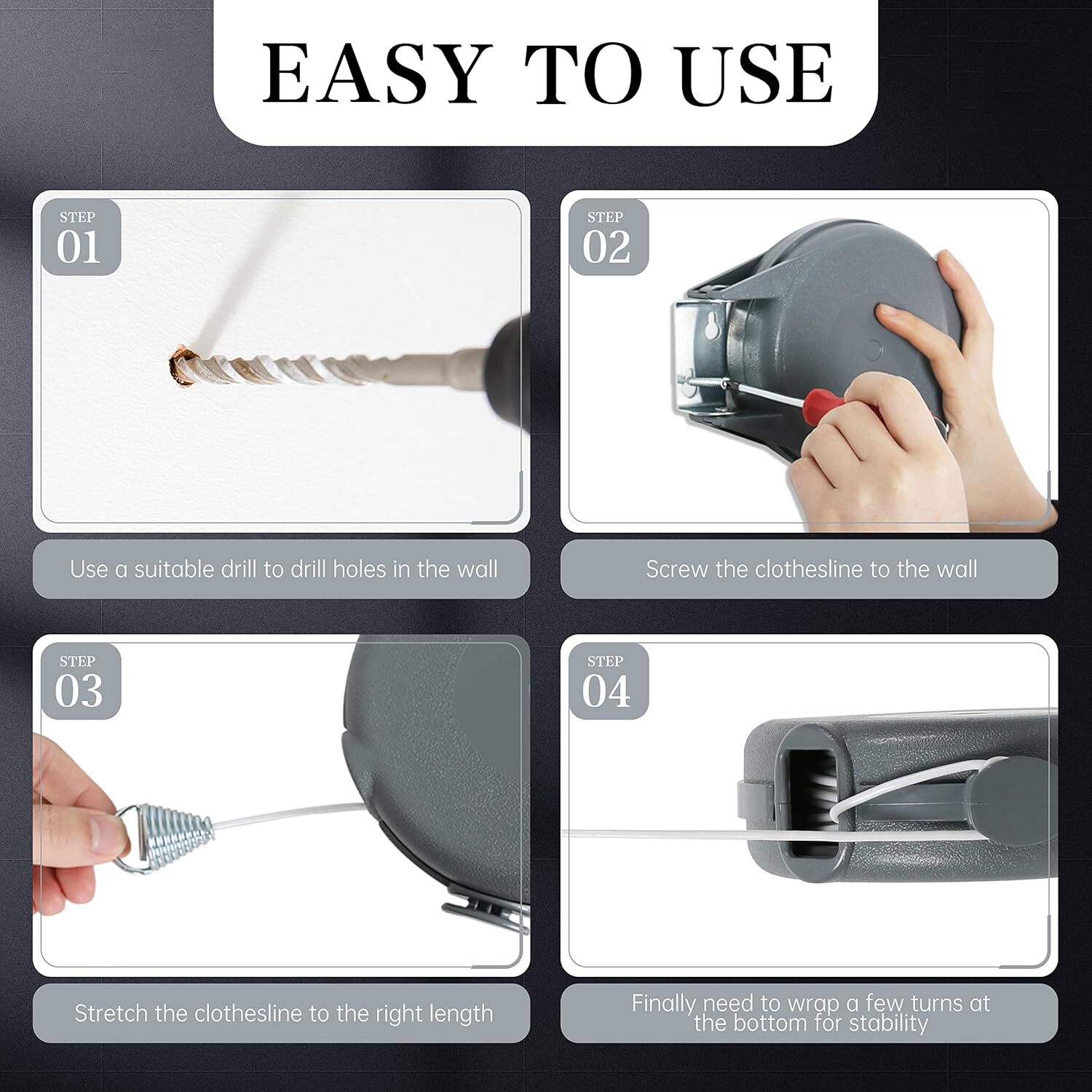 Retractable Clothesline Heavy Duty Retracting Clothes Line Outdoor and Indoor wi