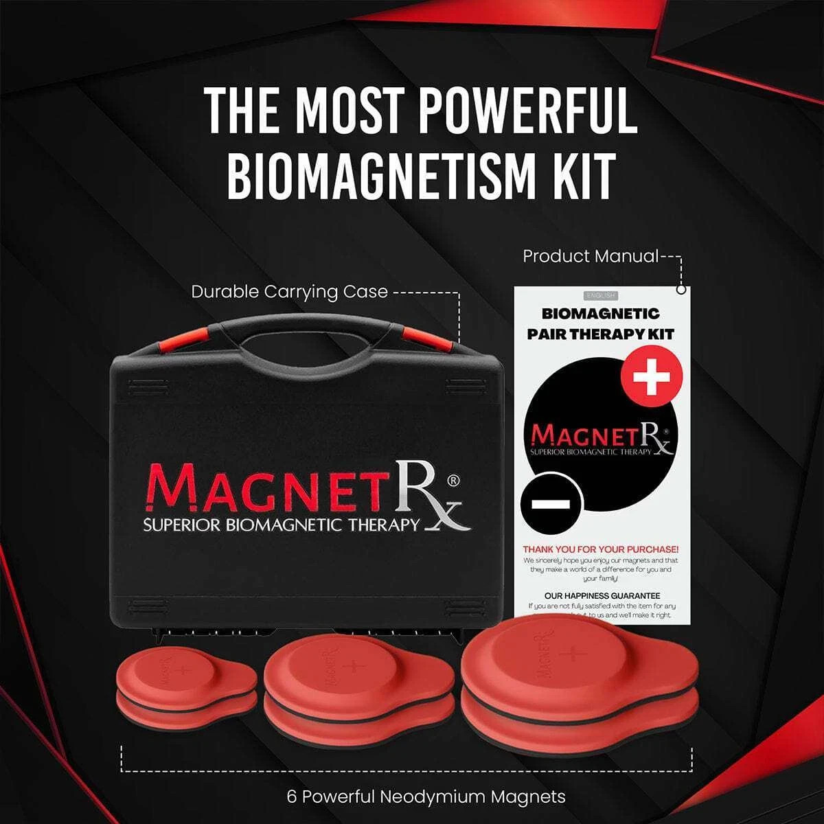 MagnetRX® Neodymium Biomagnetic Therapy Magnets Pair Kit Silicone Covered Curved