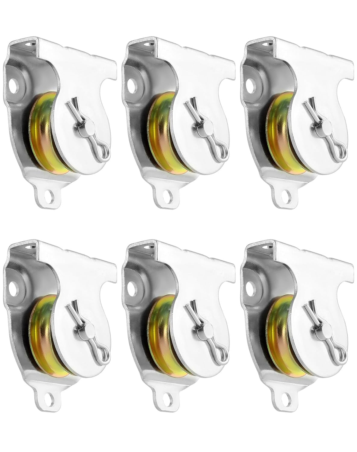 Wall Mount Pulleys, 6 Pcs 1-1/2" Ceiling Mount Single Pulley V-Groove Pulley Har