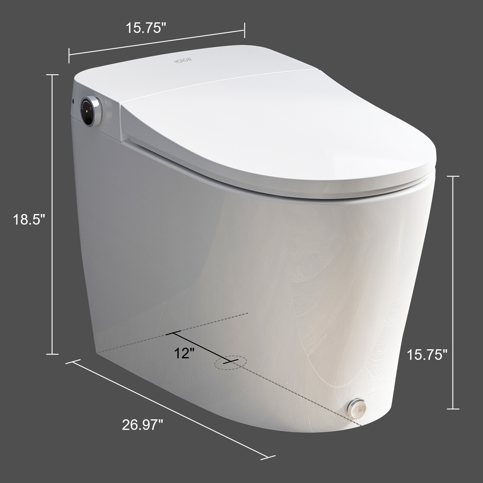 HOROW Smart Toilet Bidet Seat Elongated One Piece Toilet Dryer Auto Open Close
