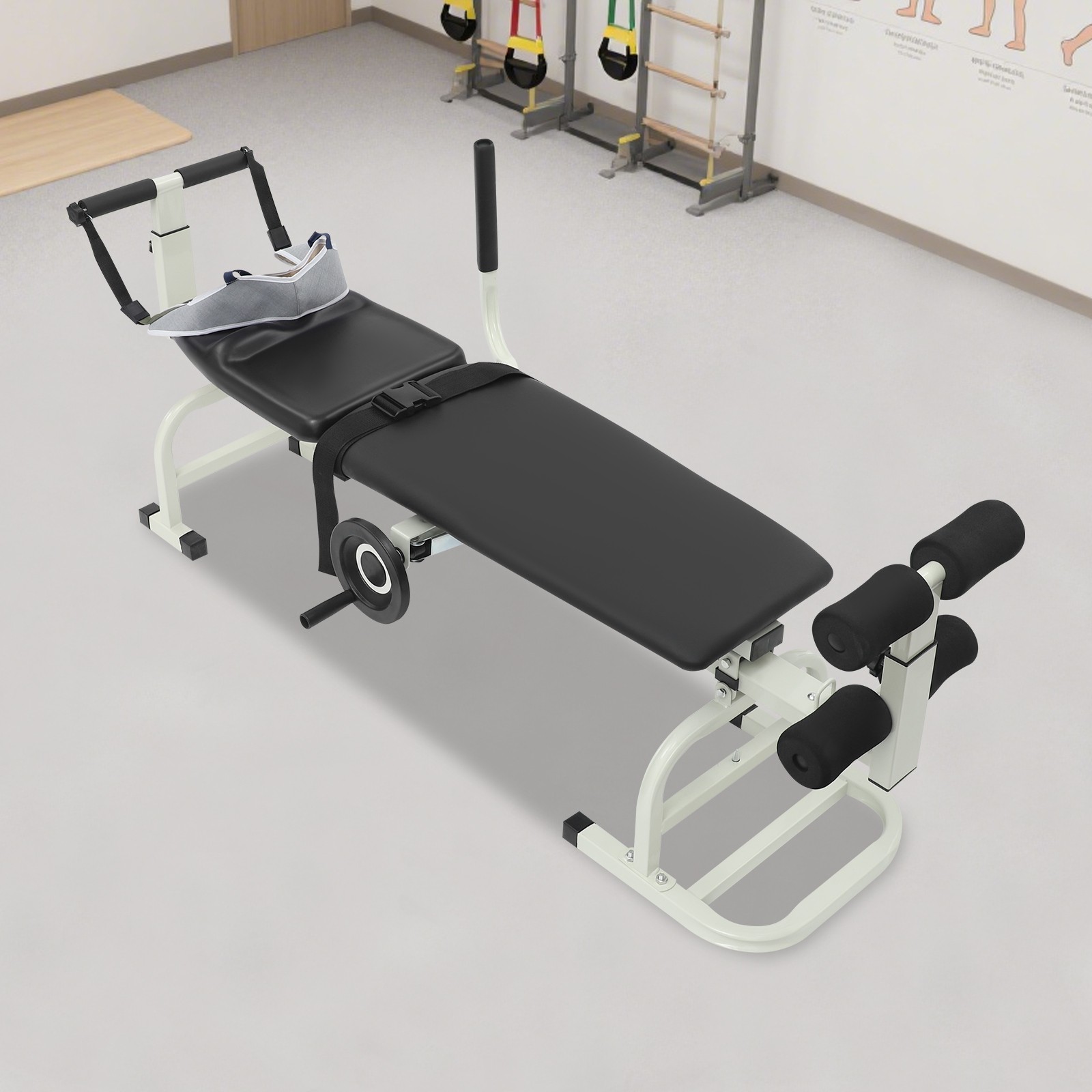 Professional Neck Back Traction Device 330LBS, Handwheel Control for Home Clinic