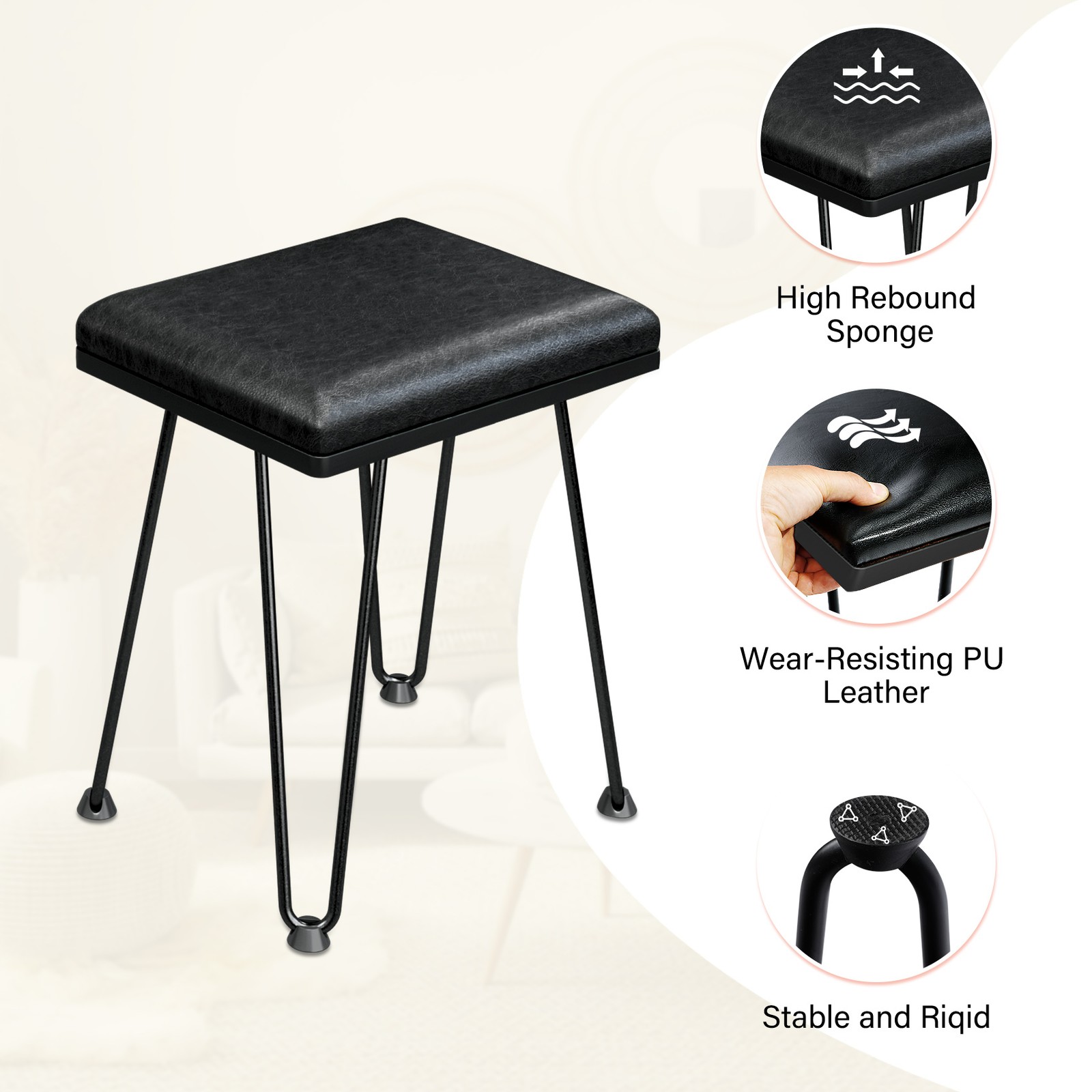 Makeup Vanity Table Set with Charging Station + vanity Stool Dressing Table Desk