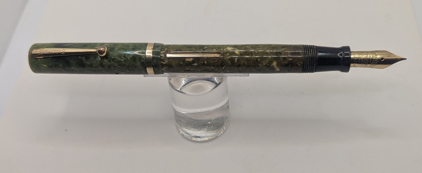 1920's Sheaffer Jade Green Senior Flattop Fountain Pen Large 14K Lifetime Nib