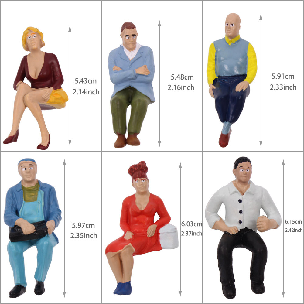 P2509 Model Trains 12pcs G Scale Figures 1:25 Seated People 12 Different Poses