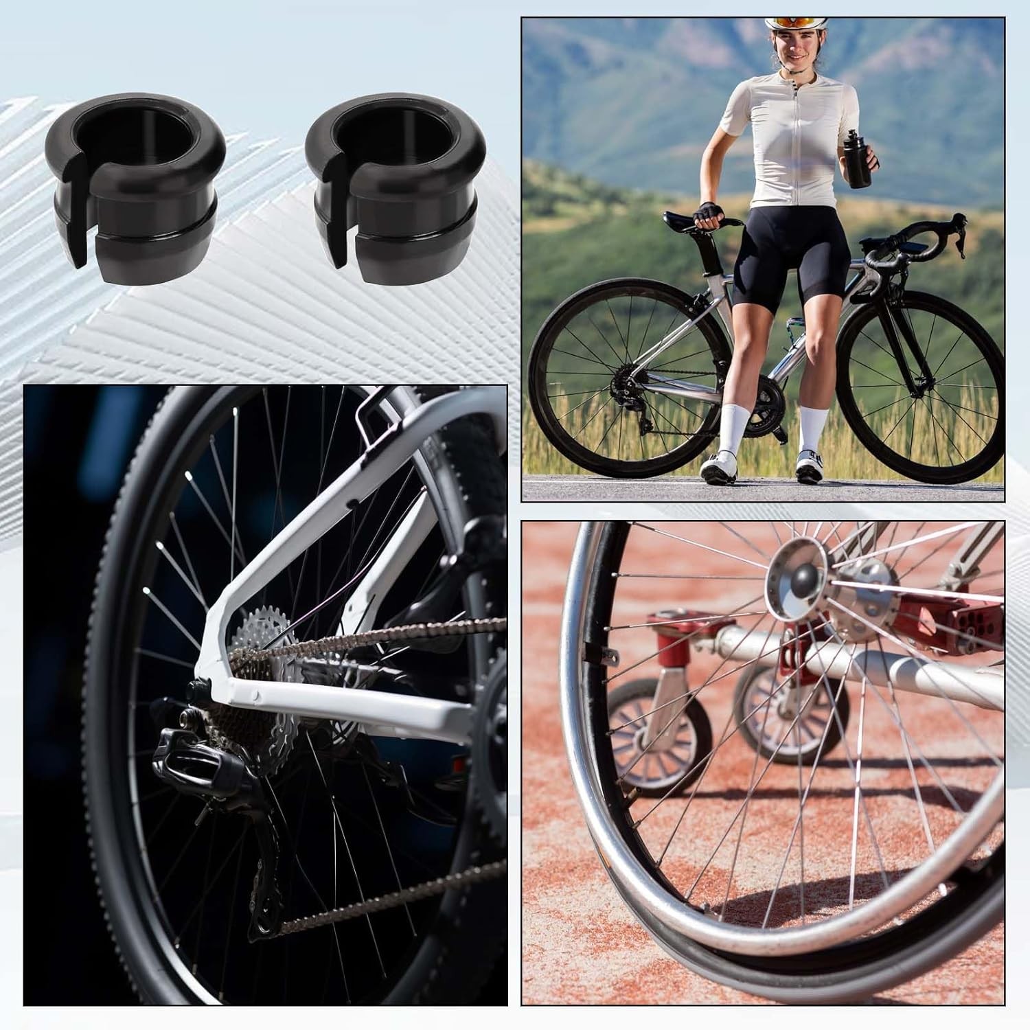 10 Pack Schrader to Presta Rim Adapters, Valve black