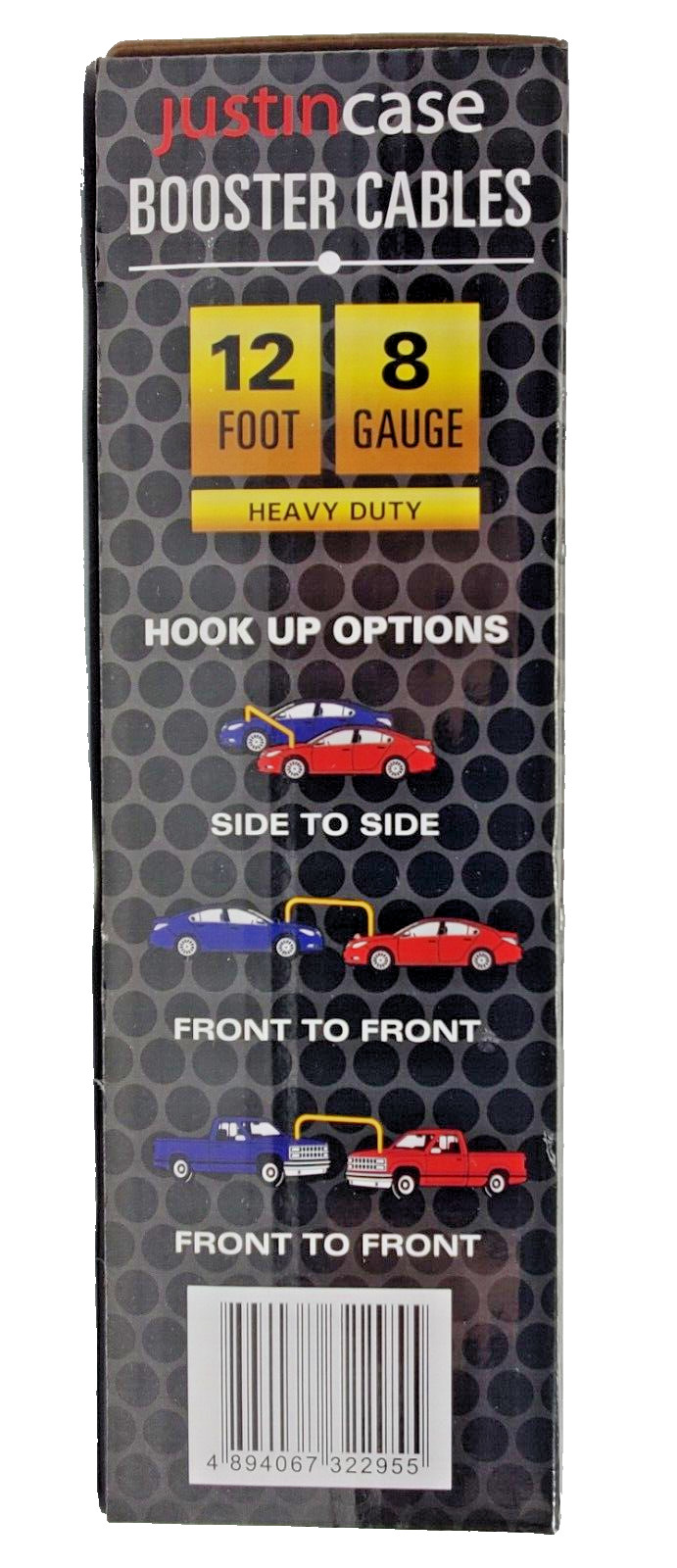 Justincase 12 Foot 8 Gauge Jumper Cables With Bonus Headlamp & Emergency Gloves