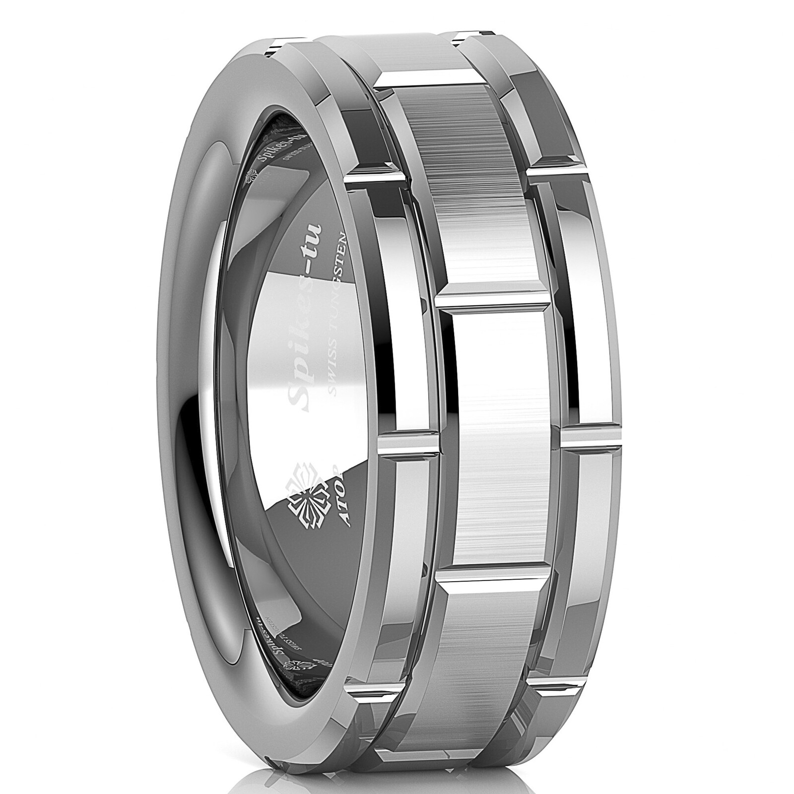 8mm Men's Tungsten Carbide Ring Silver Wedding Band Brick Pattern Size 6-13 ATOP