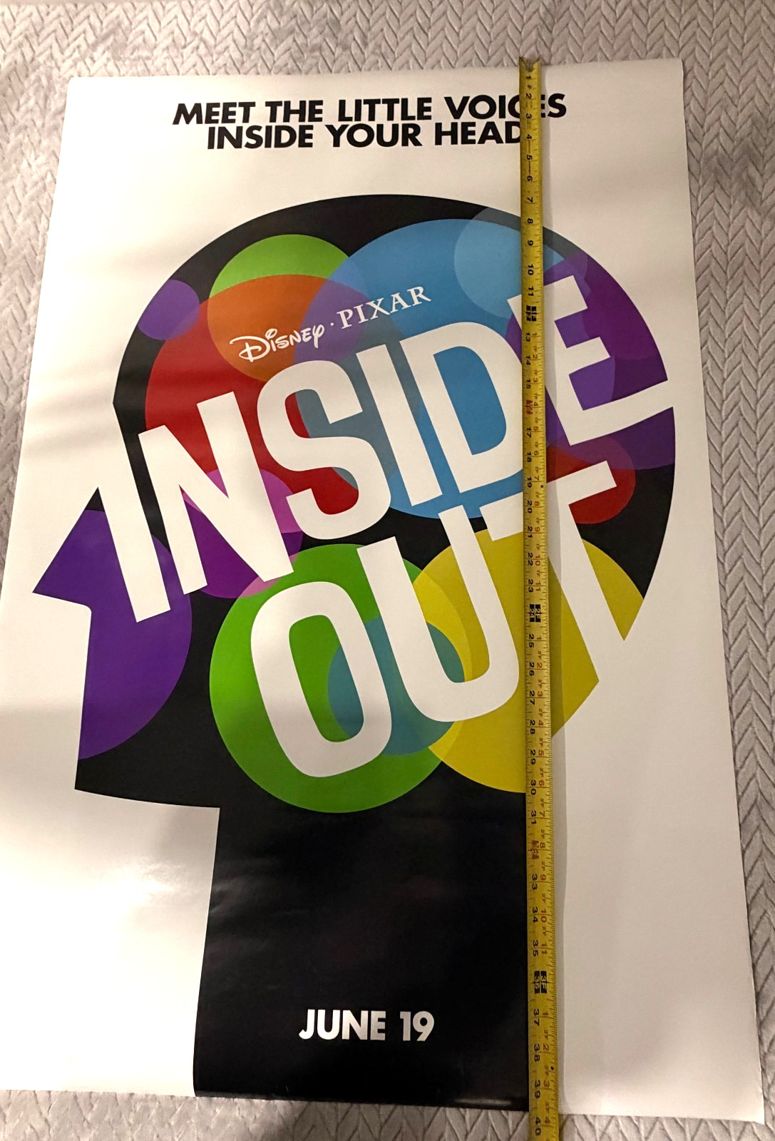 Inside Out Original Movie Theater Poster 27x40" Double Sided Disney Pixar