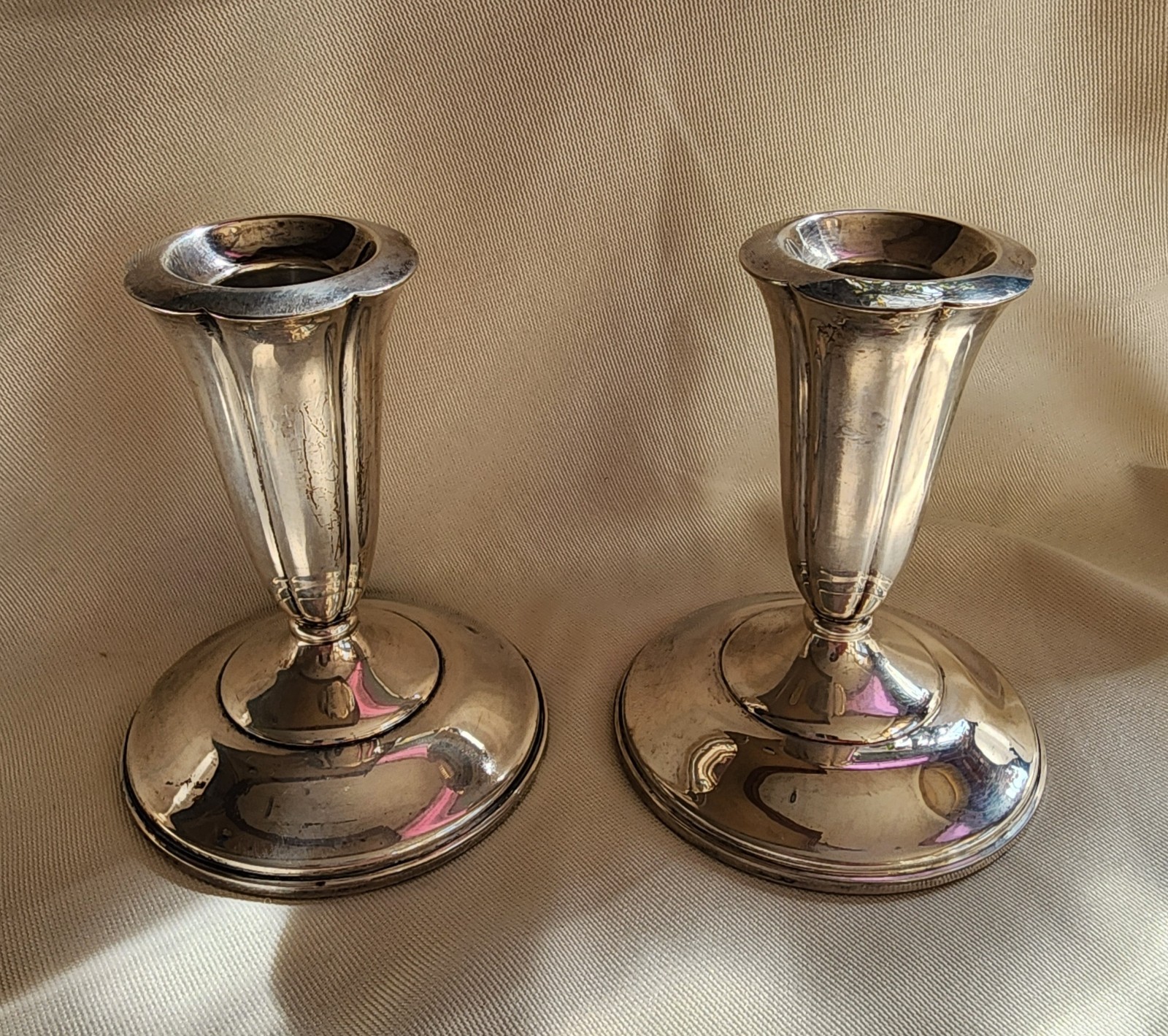 2 Sterling Silver CANDLE HOLDERS 4.5" Tall El Sil Co