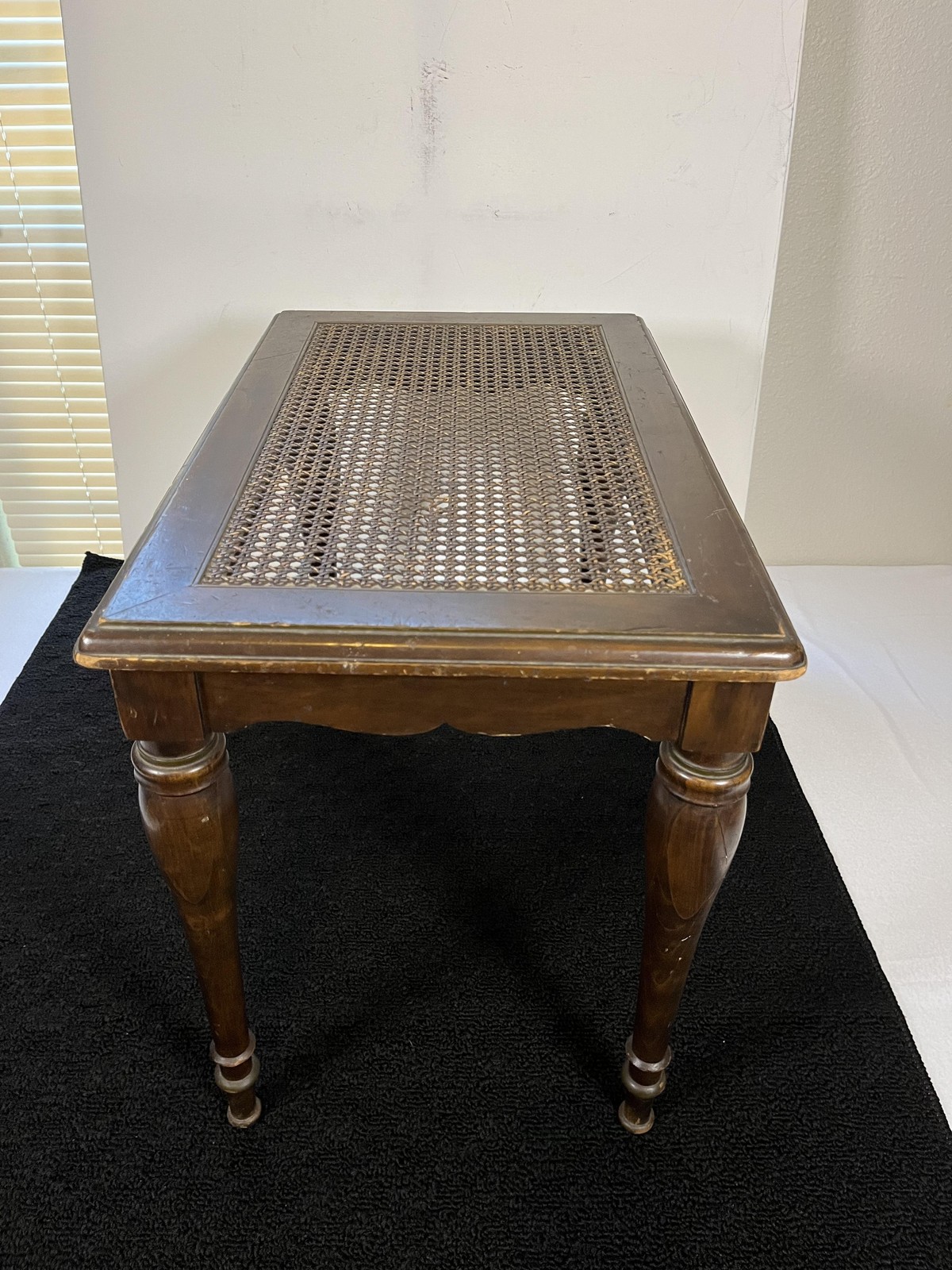 Vintage Estey Cane Top Wood Organ Piano Bench Table Owosso Michigan Brown Seat