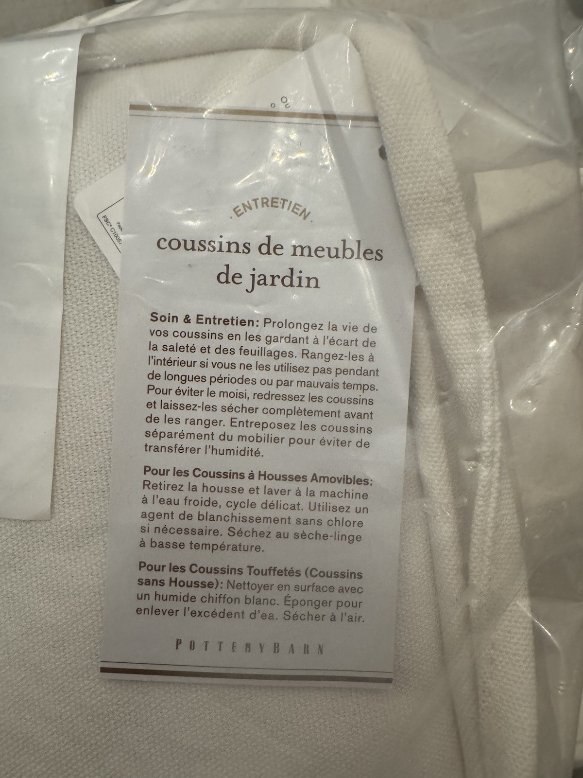 1 POTTERY BARN Piped Universal Outdoor Dining Chair Cushion Natural-New