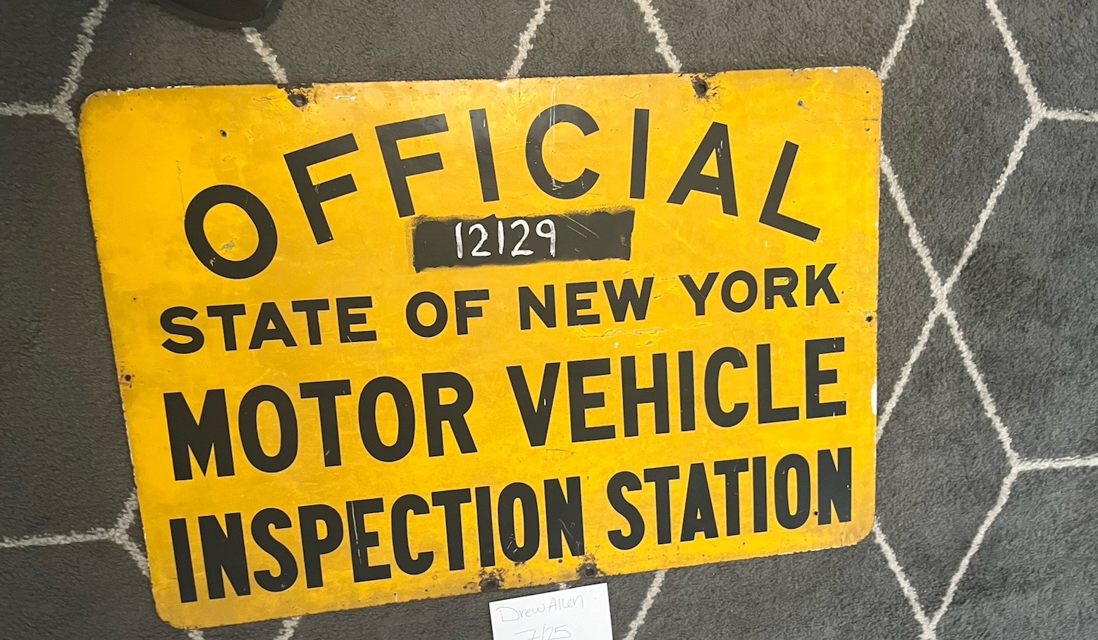 Real New York State Motor Inspection Sign Double Sided “36x24” Gas Oil Garage