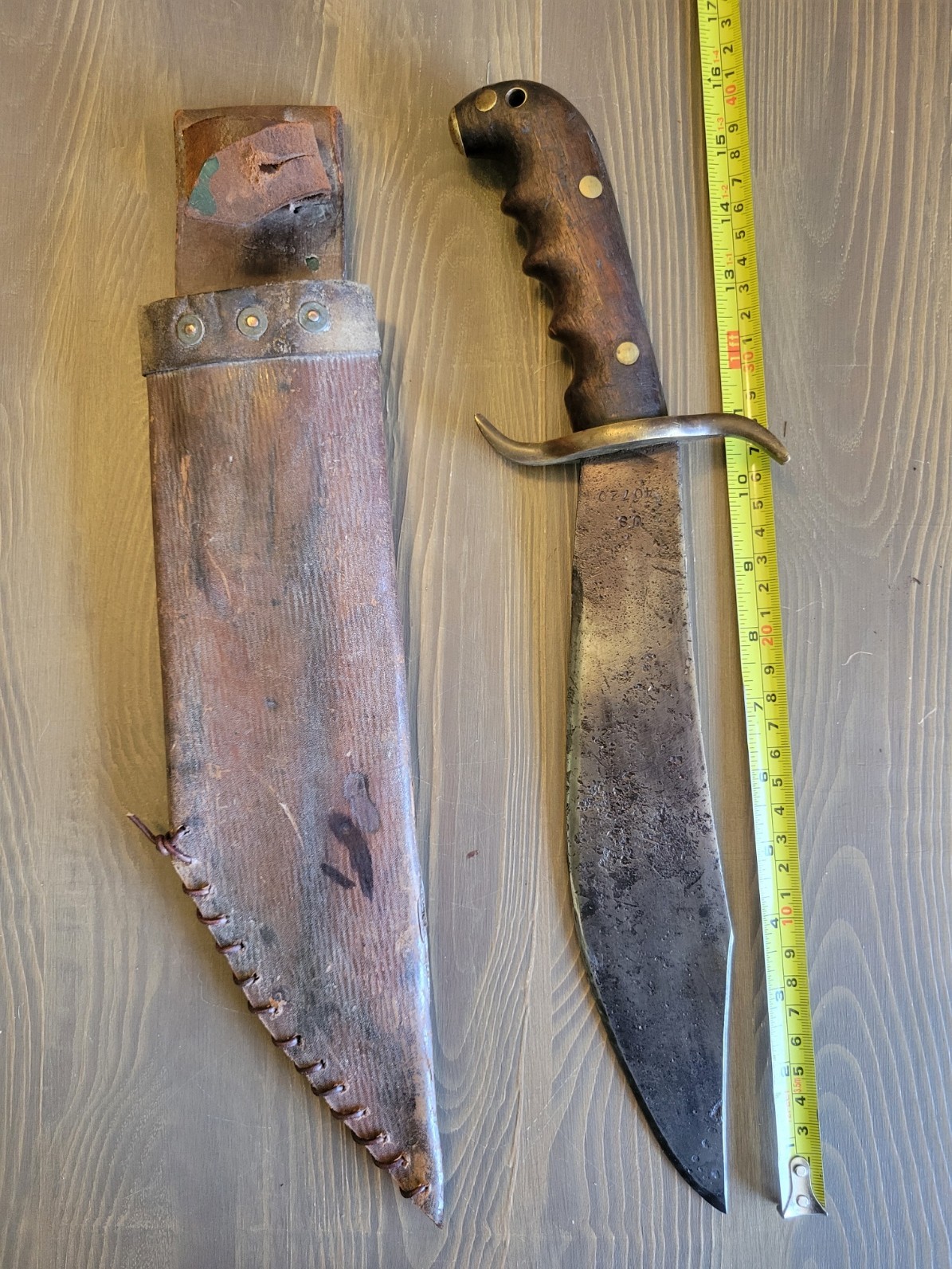 WWI Bolo/Bowie Knife Dated 1914 w/WWII Sheath Dated 1944