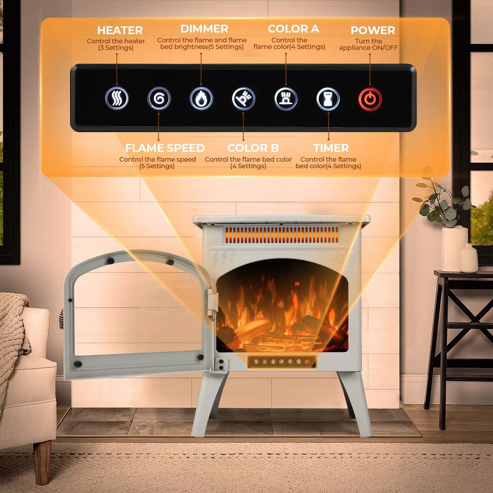 ZAFRO Electric Fireplace Heater 17" with Remote Control, Cathedral Stylish,