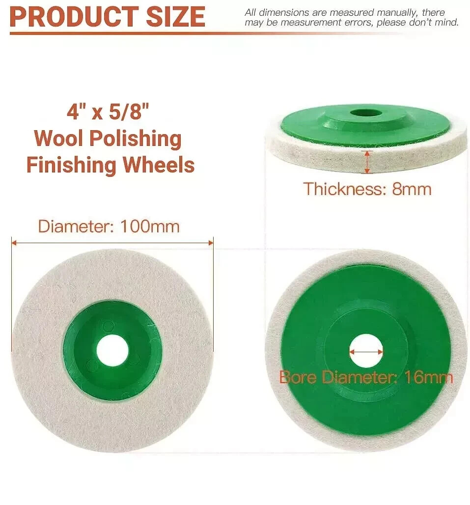 10 Pack 4" Wool Polishing Discs for Angle Grinder Finishing Wheel Buffing Pads