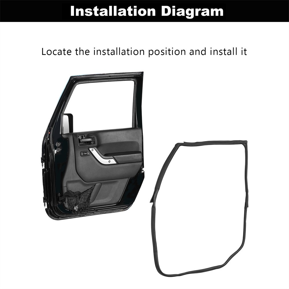Front Passenger Door to Body Weatherseal Assembly For 2007-2018 Jeep Wrangler JK
