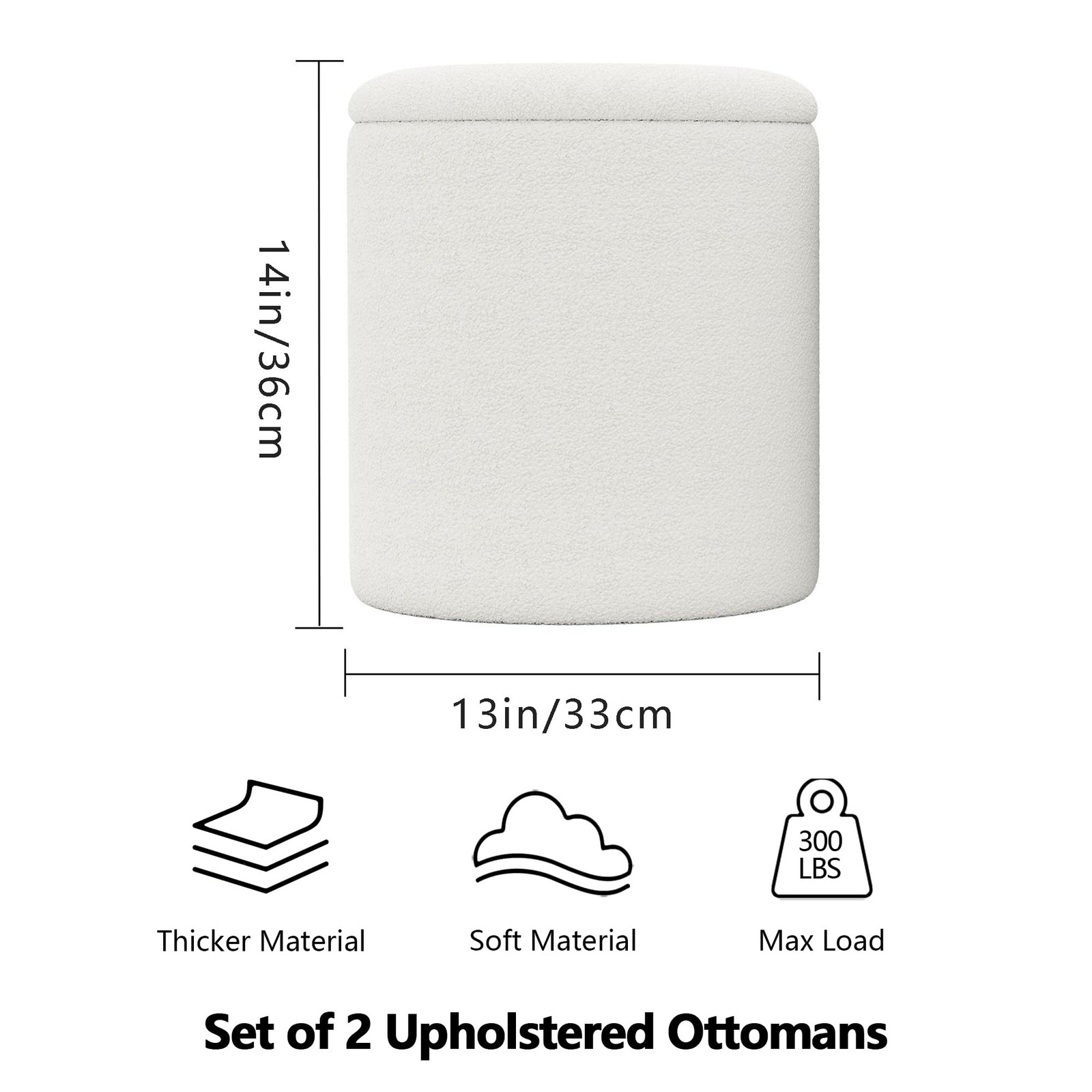 Ottoman Poufs with Storage,Soft Upholstered Vanity Stool,Multifunctional Otto...