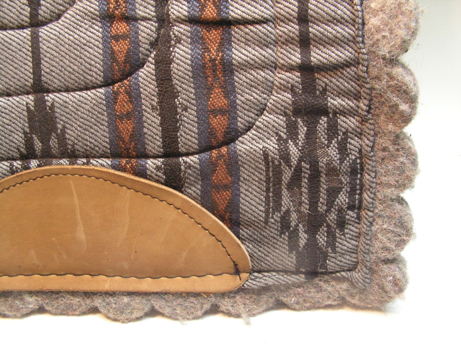 Vintage Saddle Pad Blanket Small Pony Southwestern 16 1/2" x 16" X 7/8" Leather