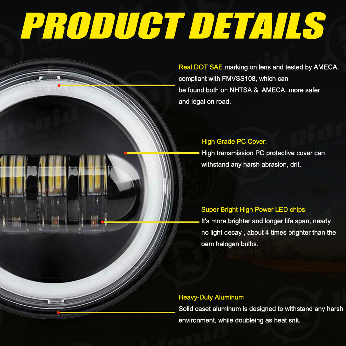 For 1993-2002 Pontiac Firebird Trans Am 2x 4.5" LED Halo Fog Lights Passing Lamp