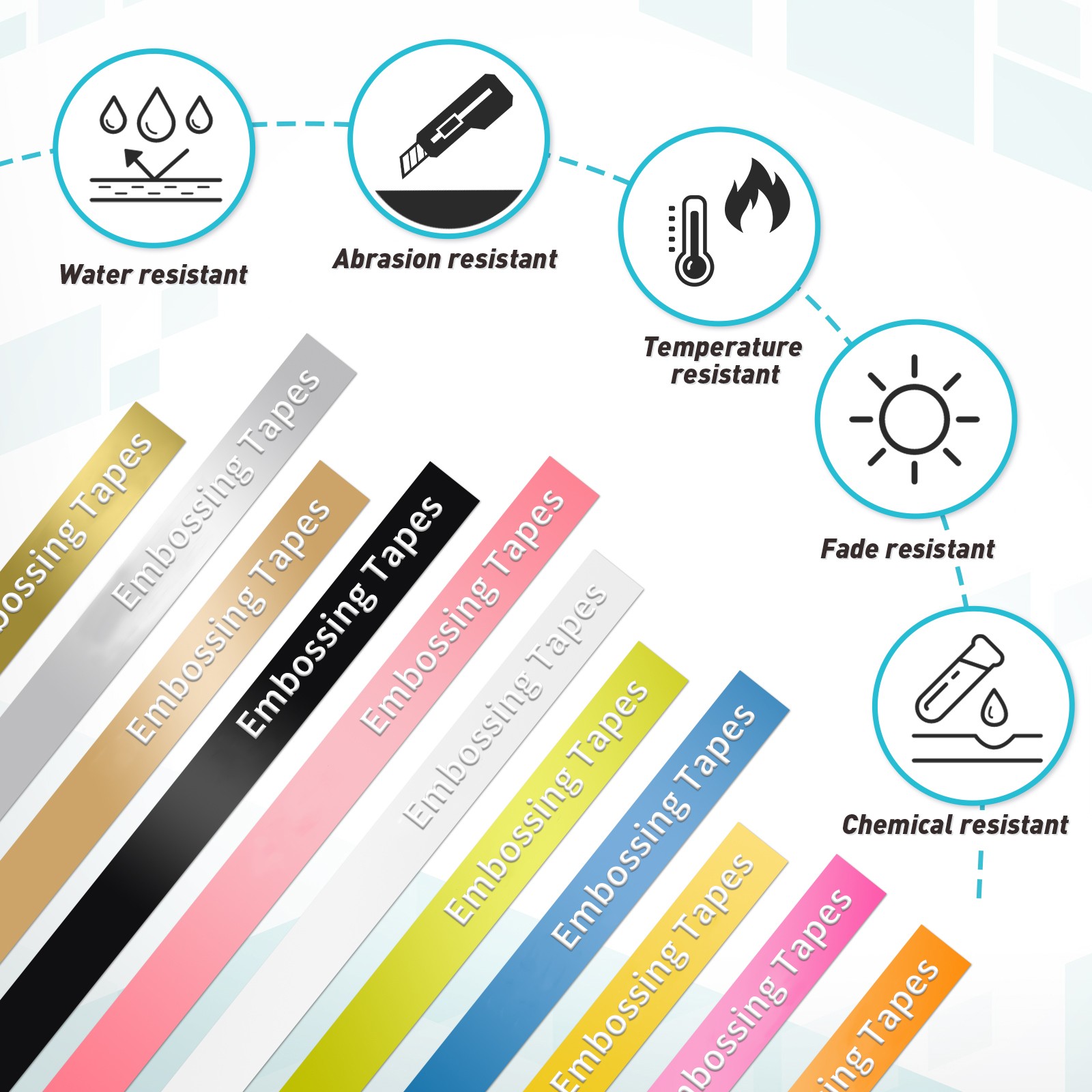 10PK For DYMO 3D Embossing Label Tape Organizer Xpress White on Black 12mm+9mm