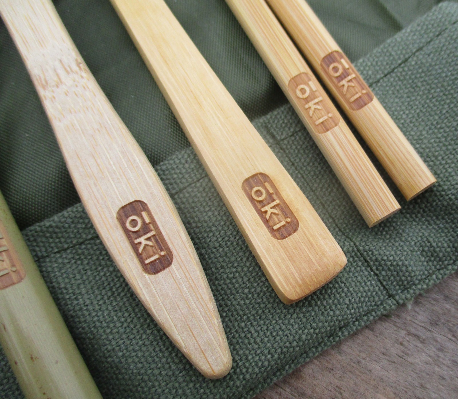 OKI & TO GO WARE BAMBOO WOODEN CAMP TRAVEL UTENSILS FORK KNIFE CHOP STICKS SPOON