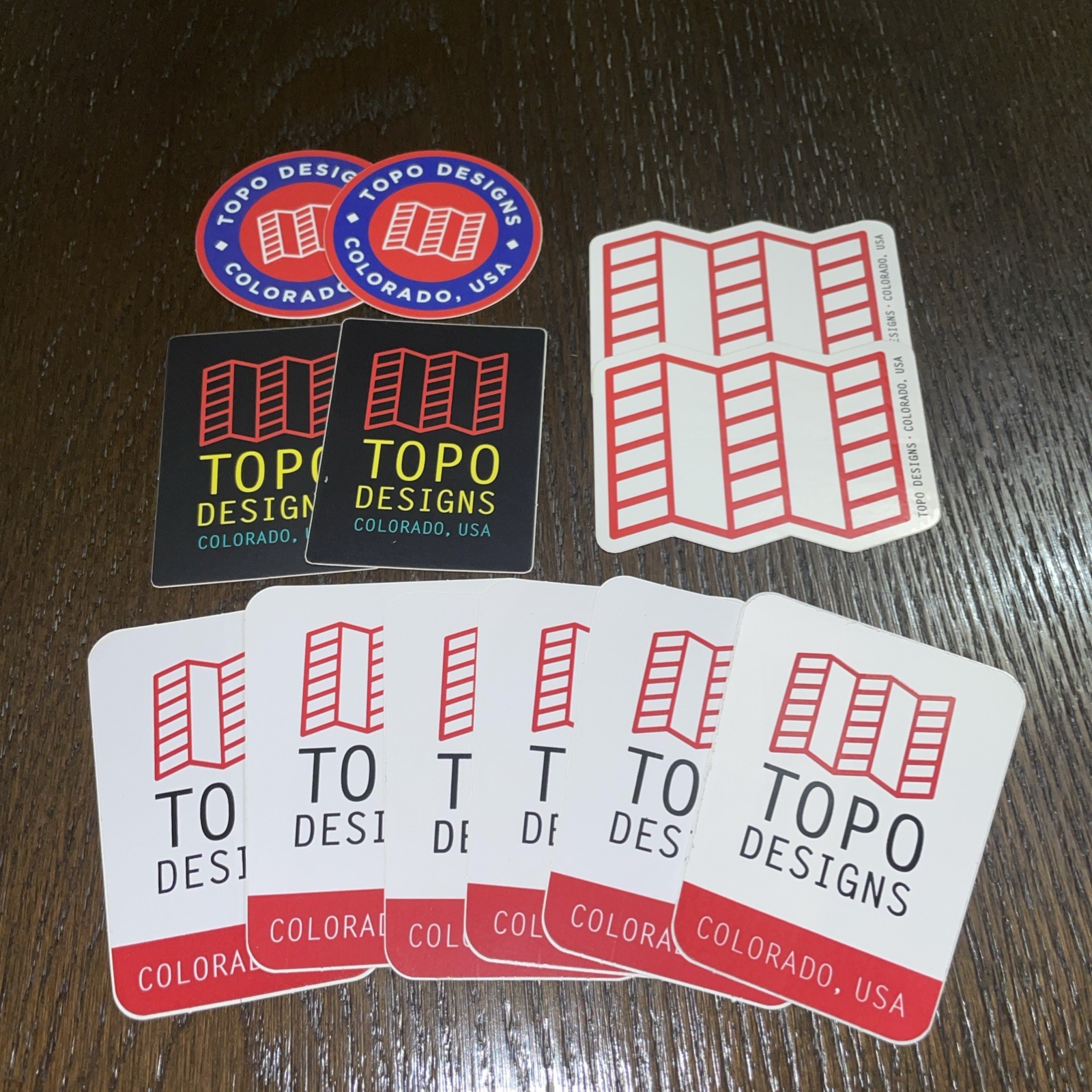 Lot of 12 NEW TOPO DESIGNS Maps STICKER Decal NEW White Red