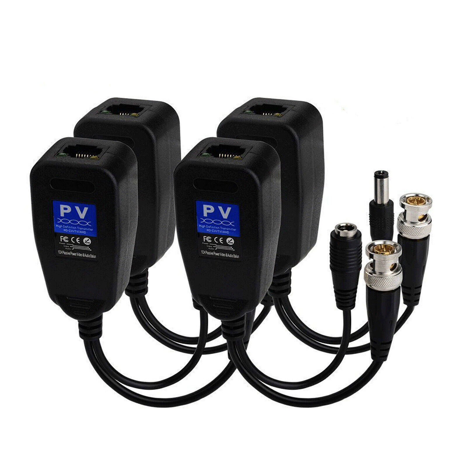 10PC CCTV Coax BNC Video & Power Balun Transceiver to CAT5e 6 RJ45 Connector9VKs