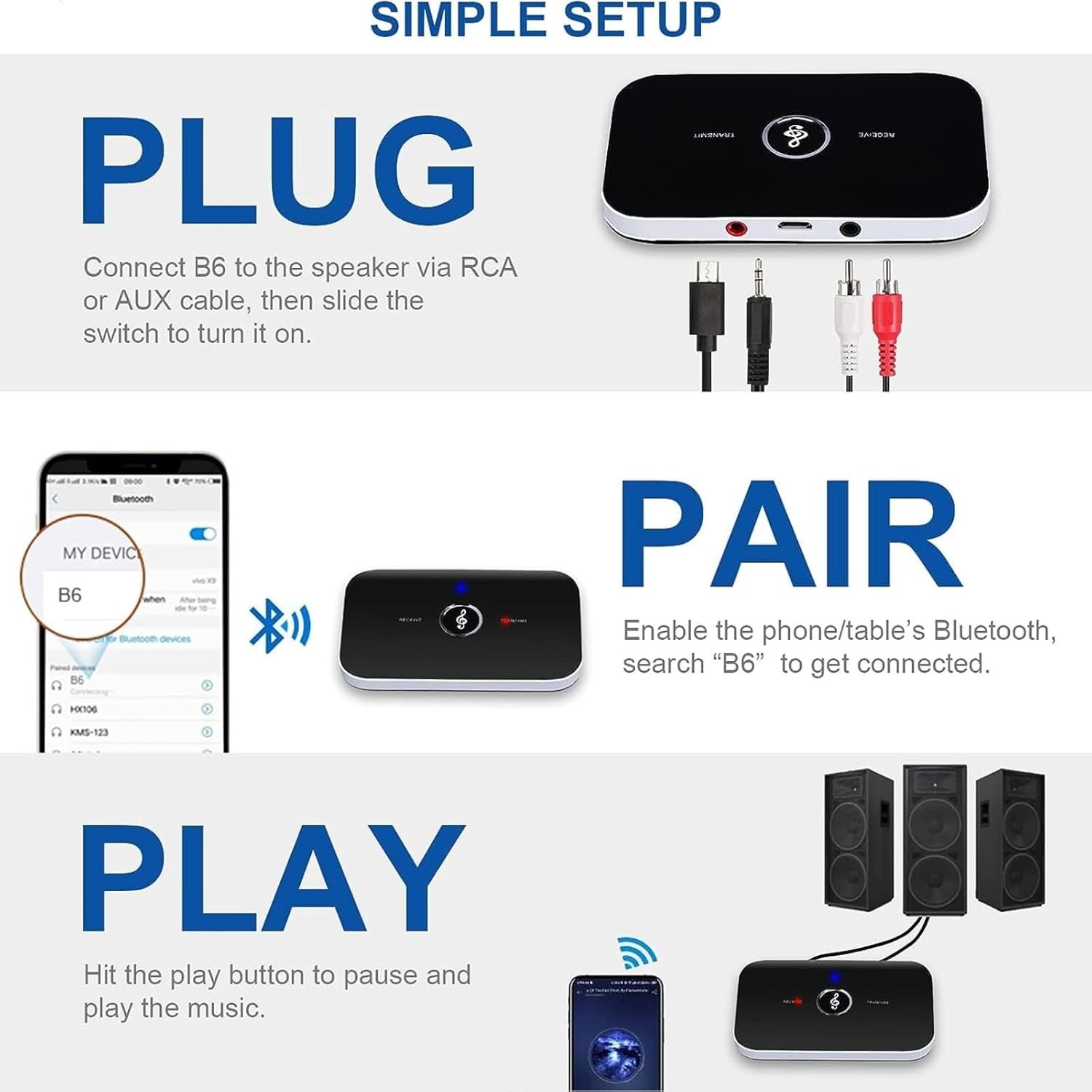 Bluetooth Transmitter & Receiver Wireless Adapter For Home stereos/speakers Lot