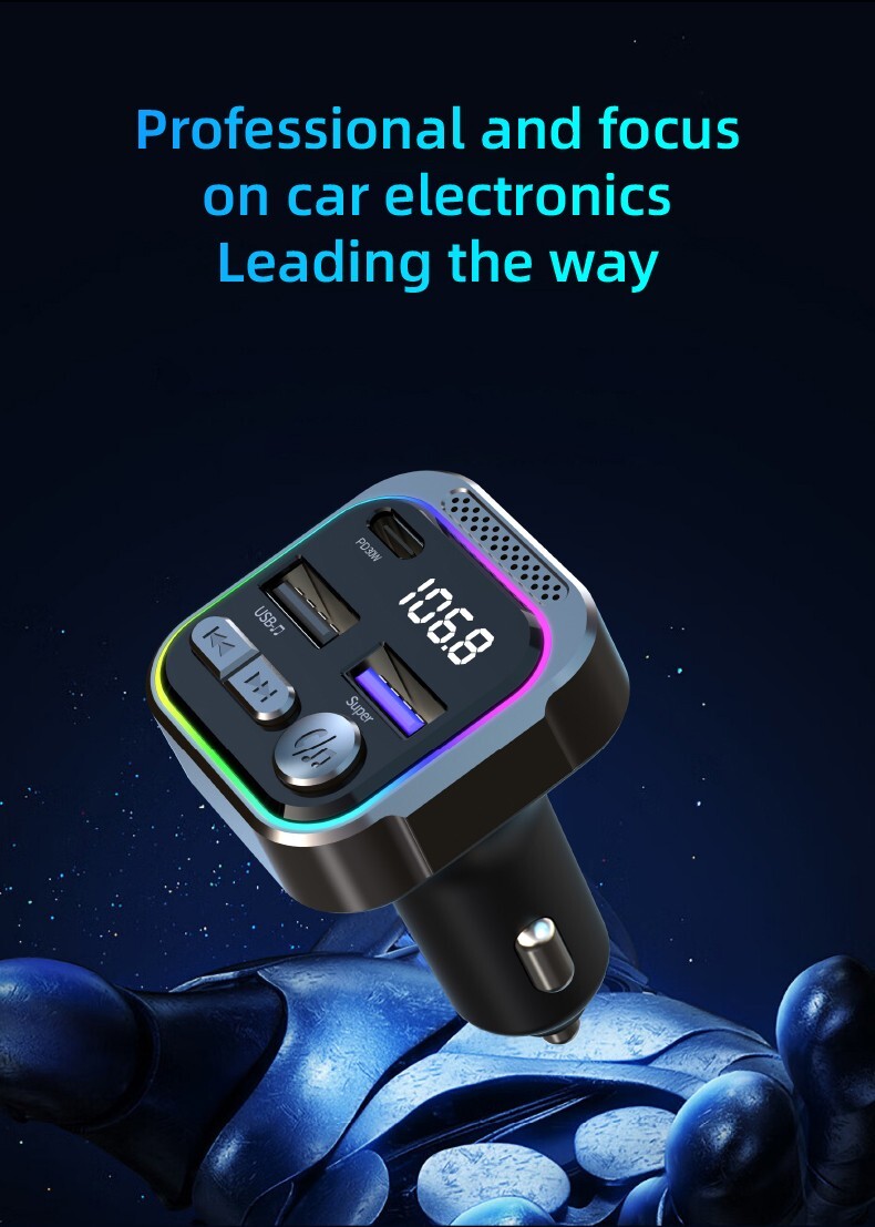 Car Bluetooth Transmitter & 30W Car charger dual port C & USB
