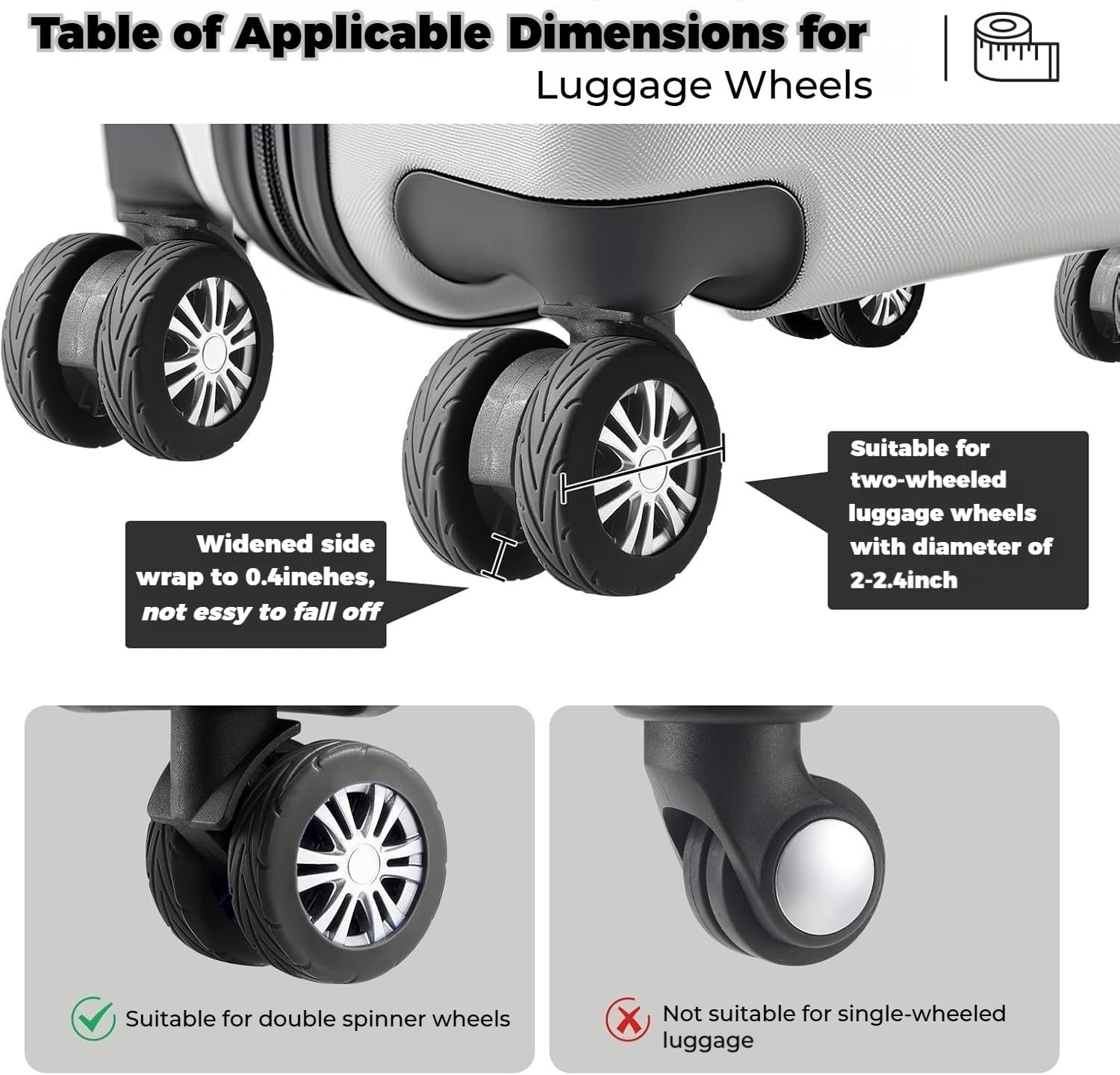 Silicone Luggage Wheel Covers Protector 10PCS Suitcase Spinner Caster Shoes