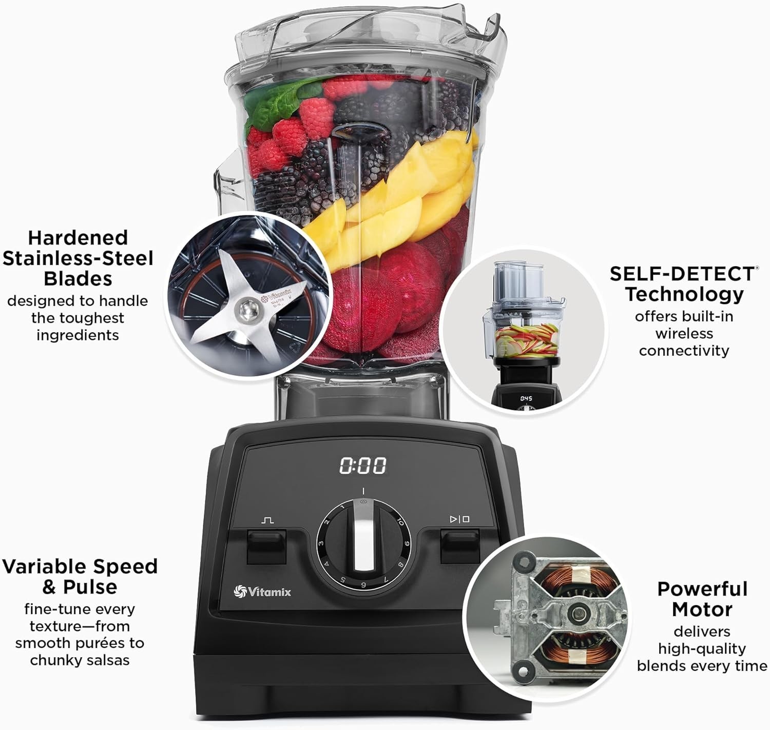 Vitamix Venturist Pro Blender Pro-Grade 64 oz. Low-Profile Container Black