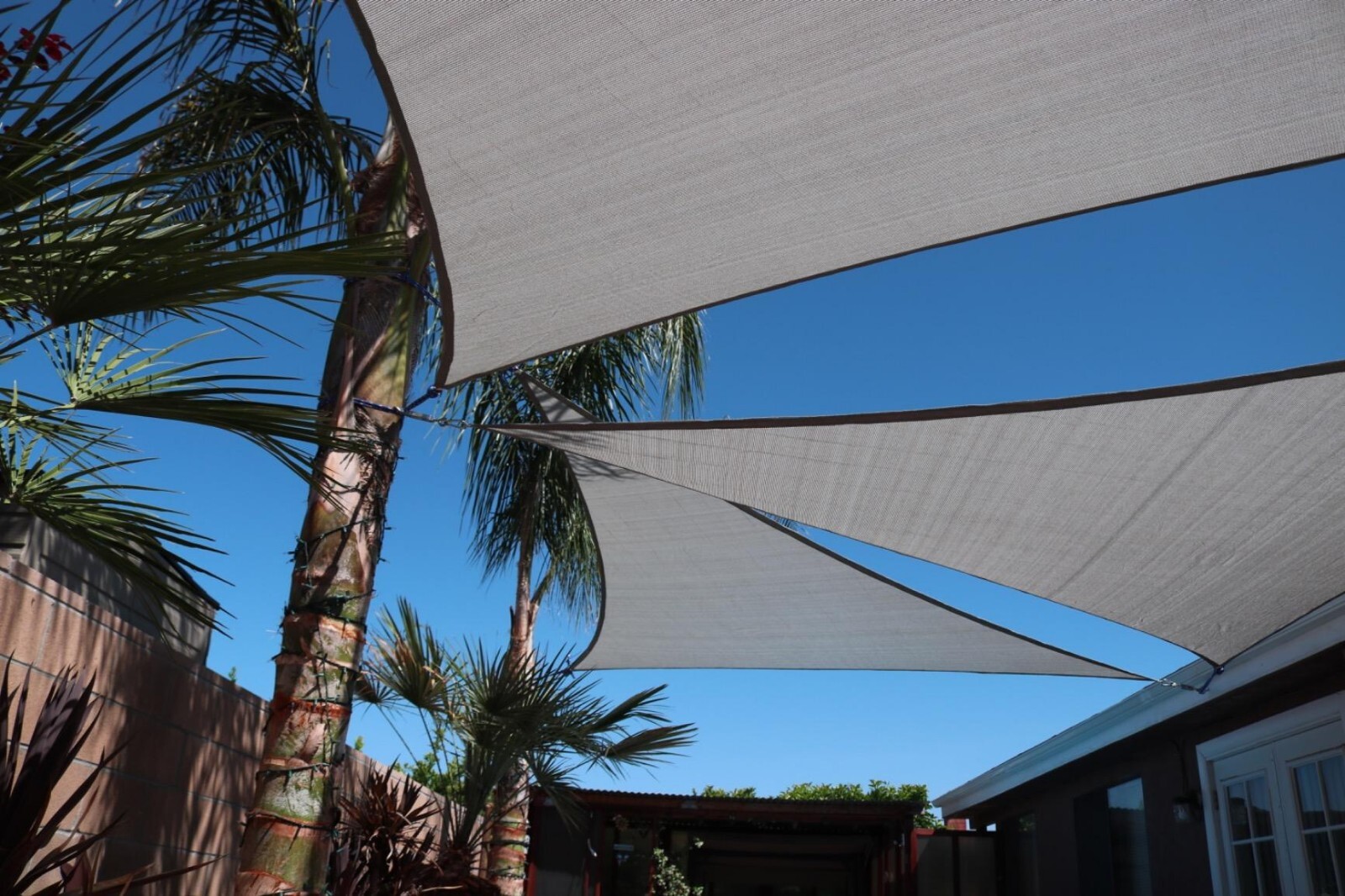 Sun Shade Sail Rectangle Triangle Gray Curved Canopy Cover Garden Pool Yard